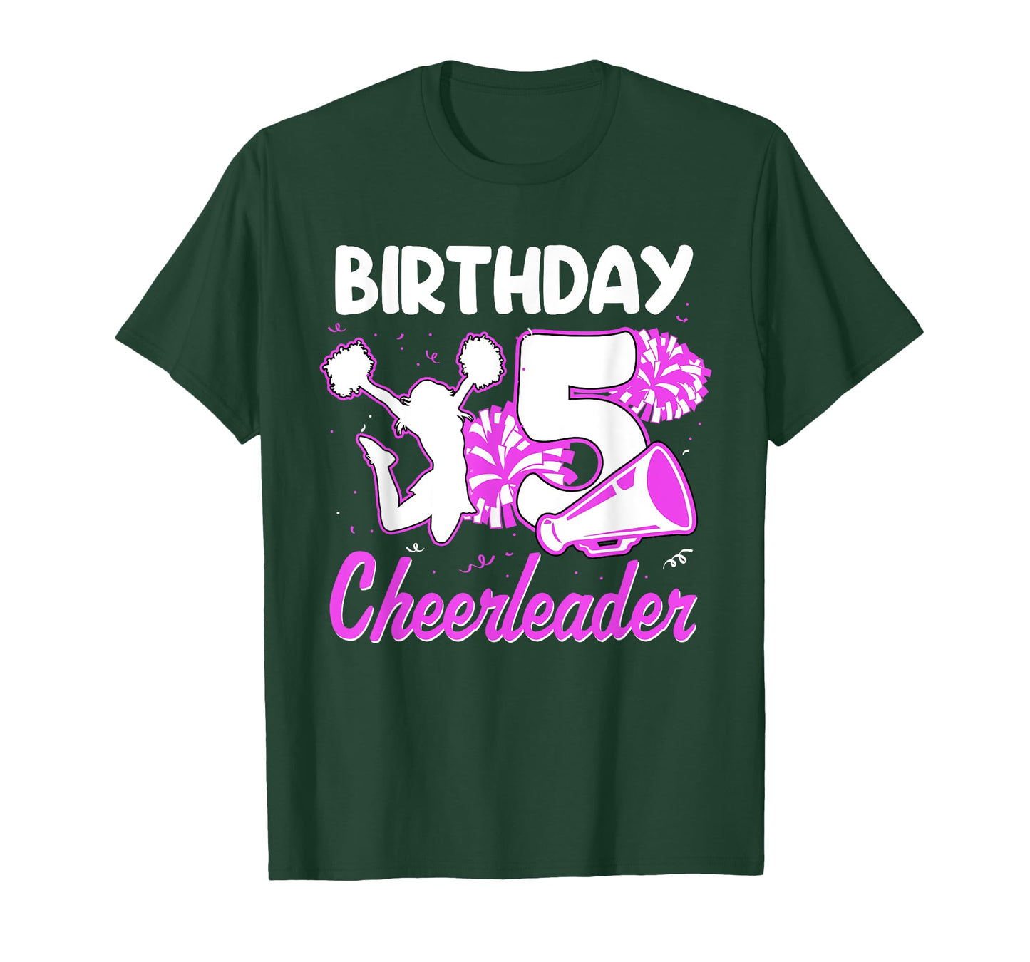 5th Birthday Cheerleader Girl 5 Years Old Cheerleading T-Shirt
