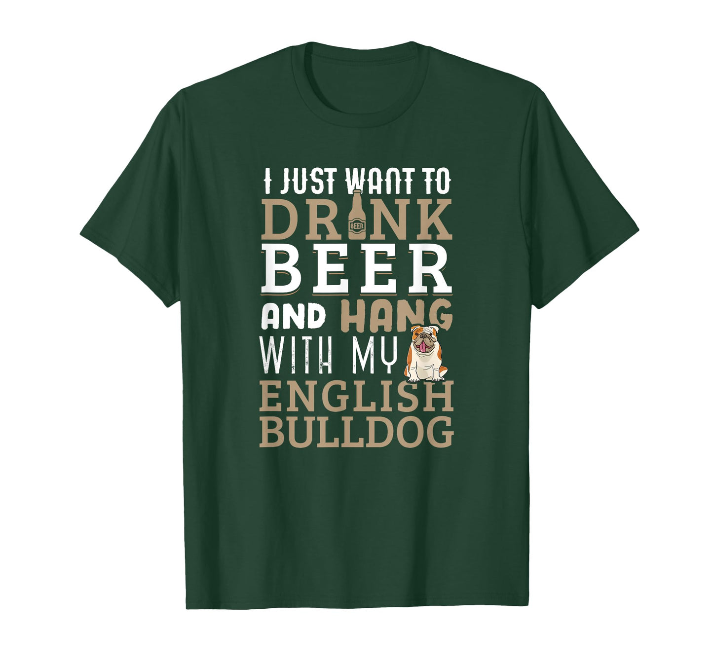 English Bulldog Dad T-Shirt Funny Dog Lovers & Beer T-Shirt for Men Women