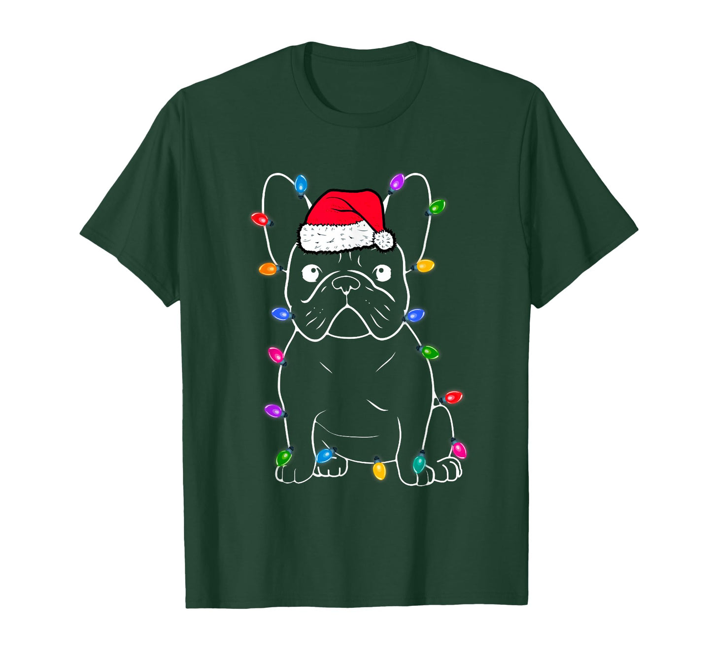 French Dog Xmas Lights Cute Christmas Matching Family Group T-Shirt