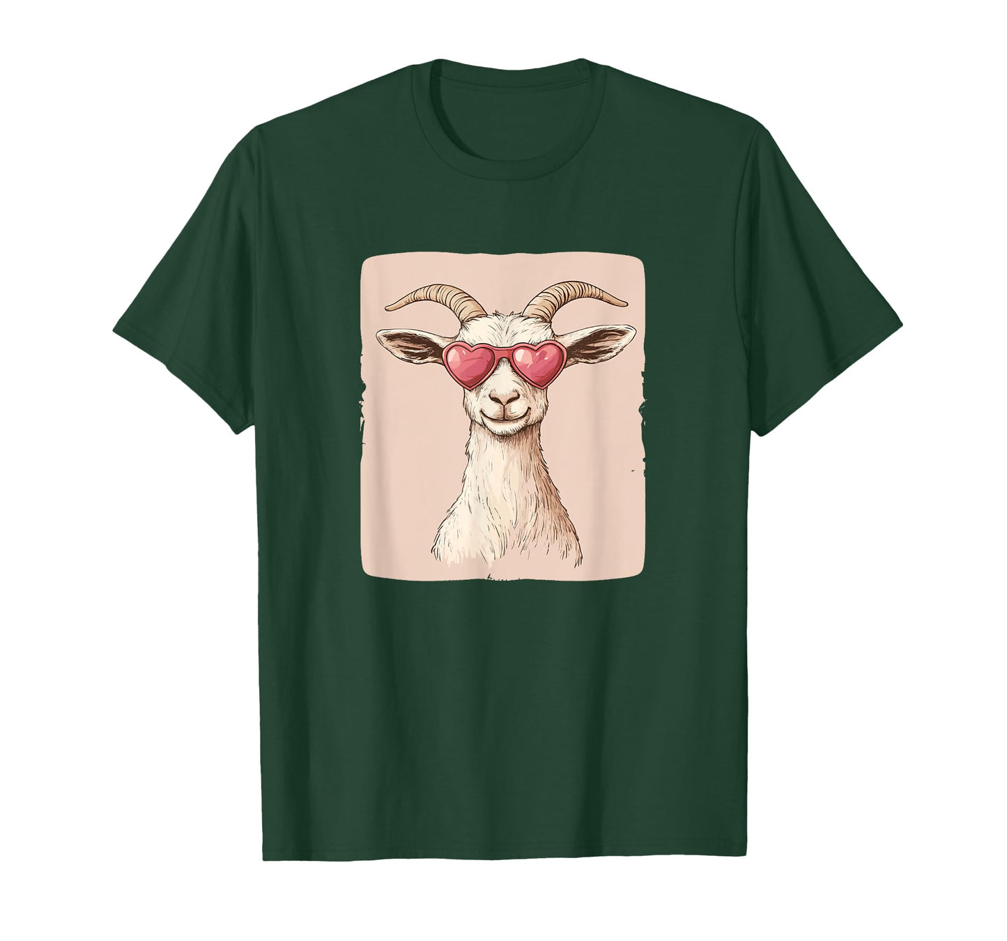 Nice Heart Sunglasses with Funny Goat Face Outfit T-Shirt