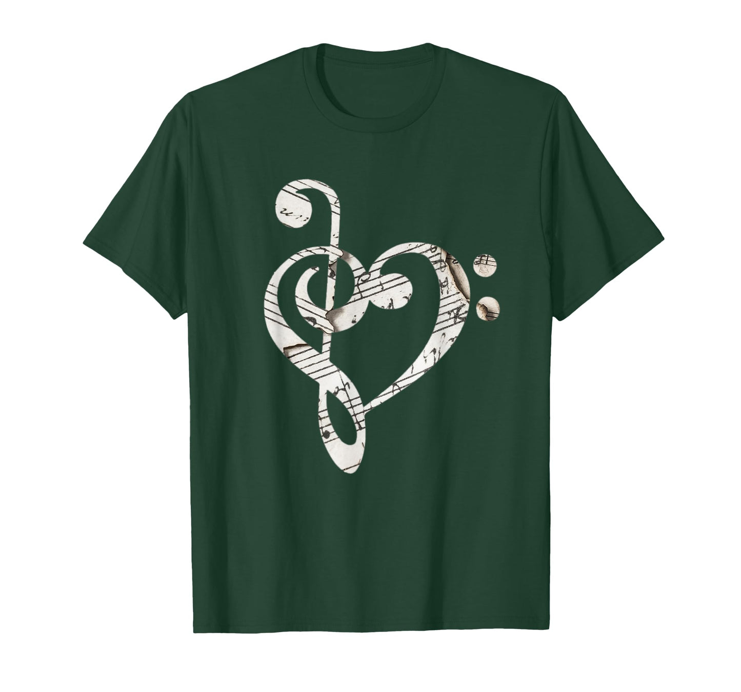 Heart Bass Clef T-Shirt Musical Note Shirt