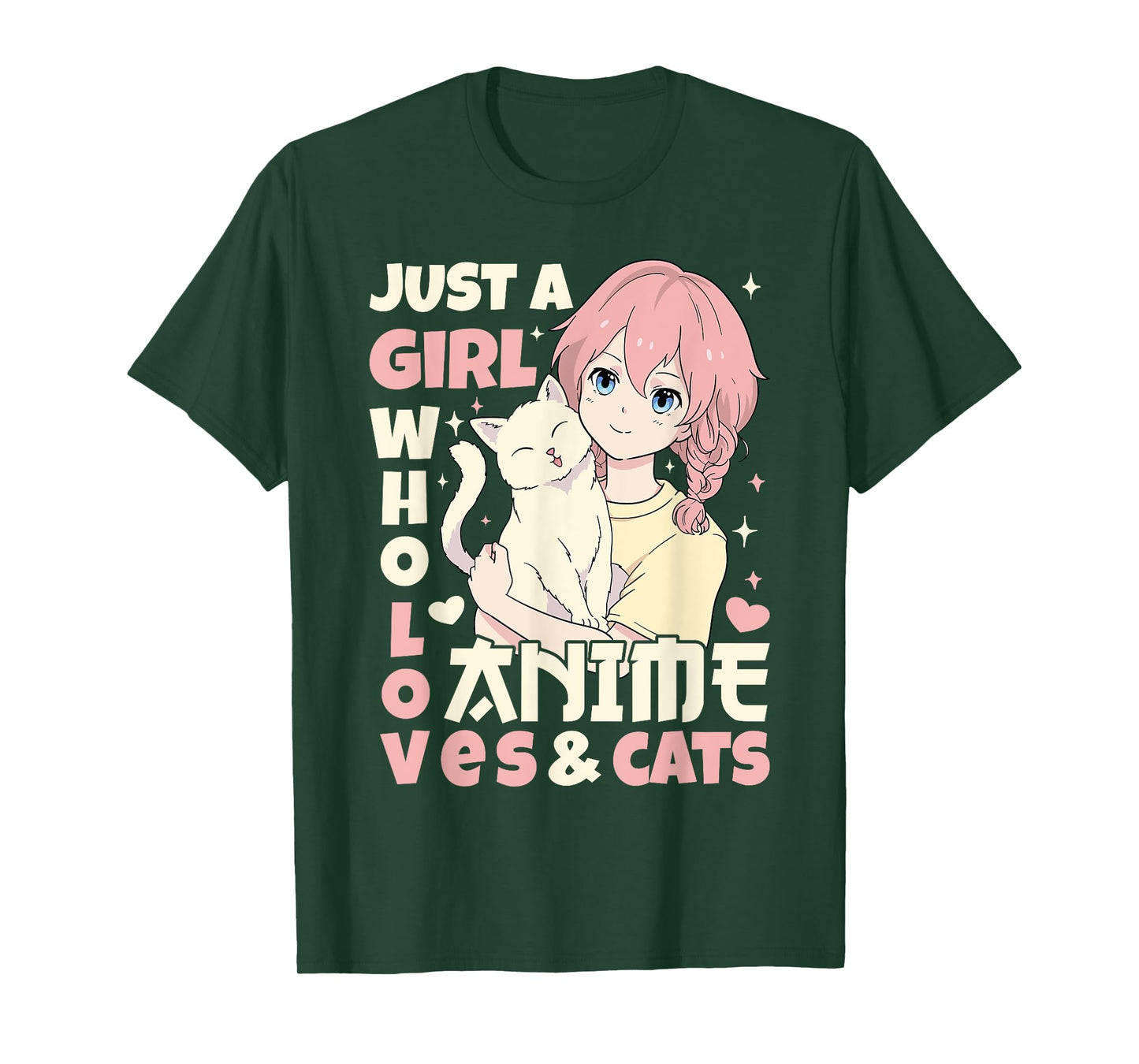 Just A Girl Who Loves Anime & Cats Teen Anime Girl Cat Lover T-Shirt