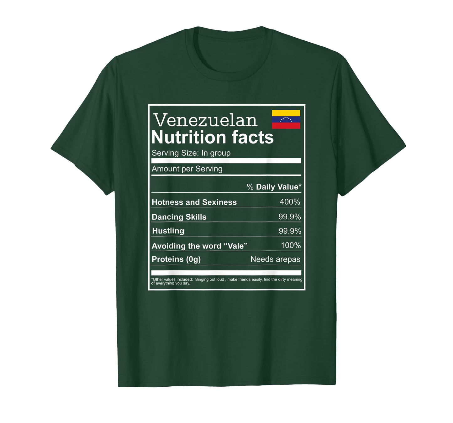 Venezuelan Nutrition Facts Venezuela funny tshirt spanish T-Shirt