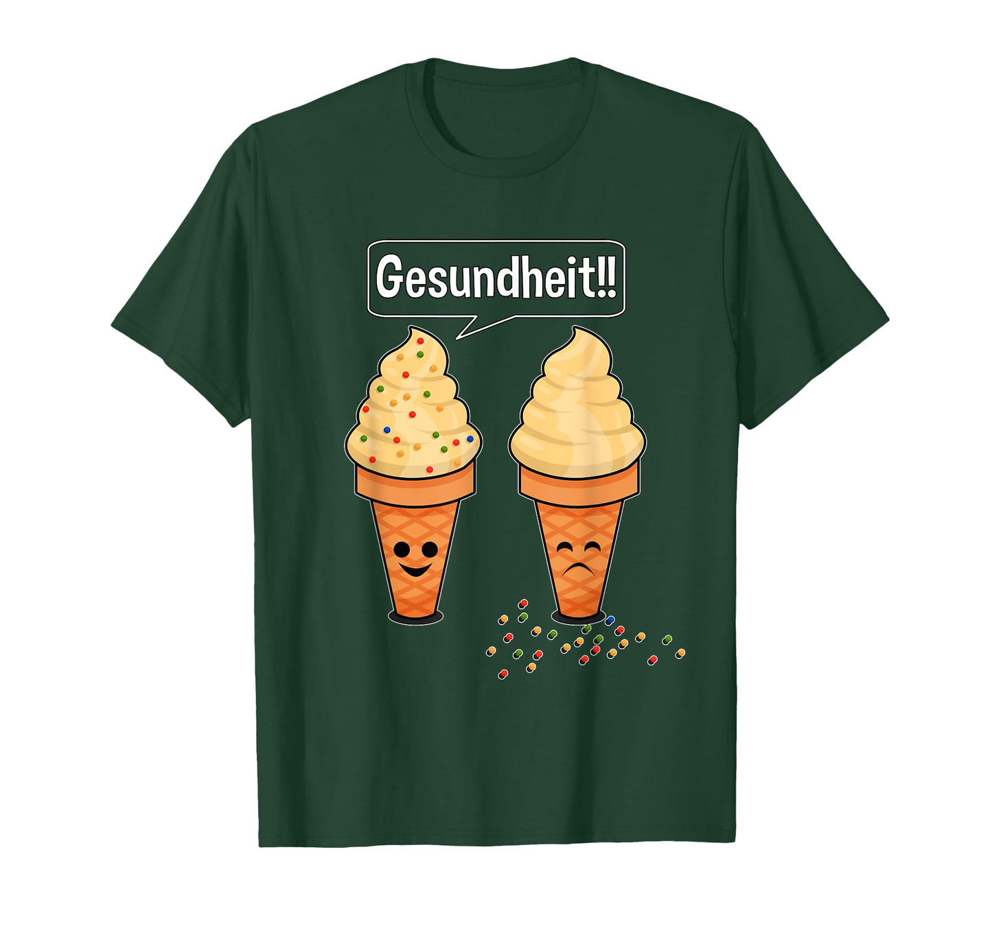 Sprinkle Sneezing Ice Cream Cone Says Gesundheit Funny T-Shirt
