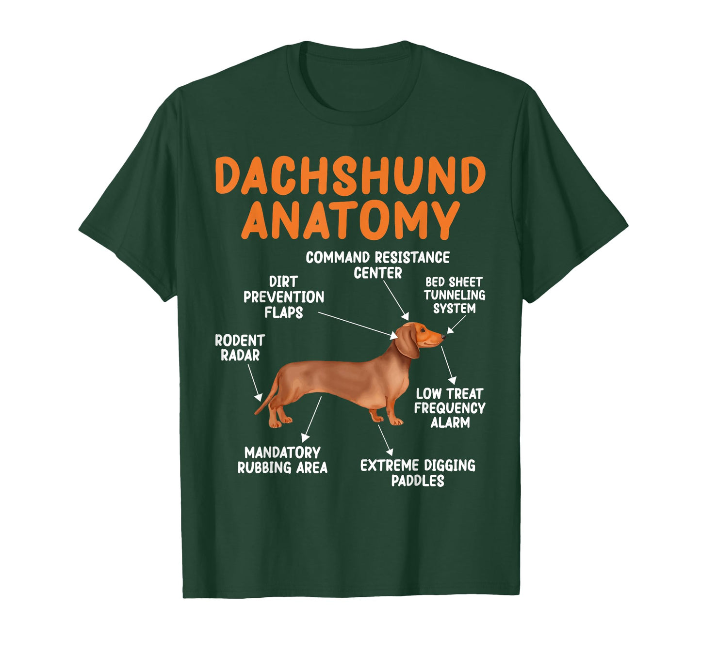 Funny Wiener Dog Puppy Doxie Lovers Anatomy of a Dachshund T-Shirt