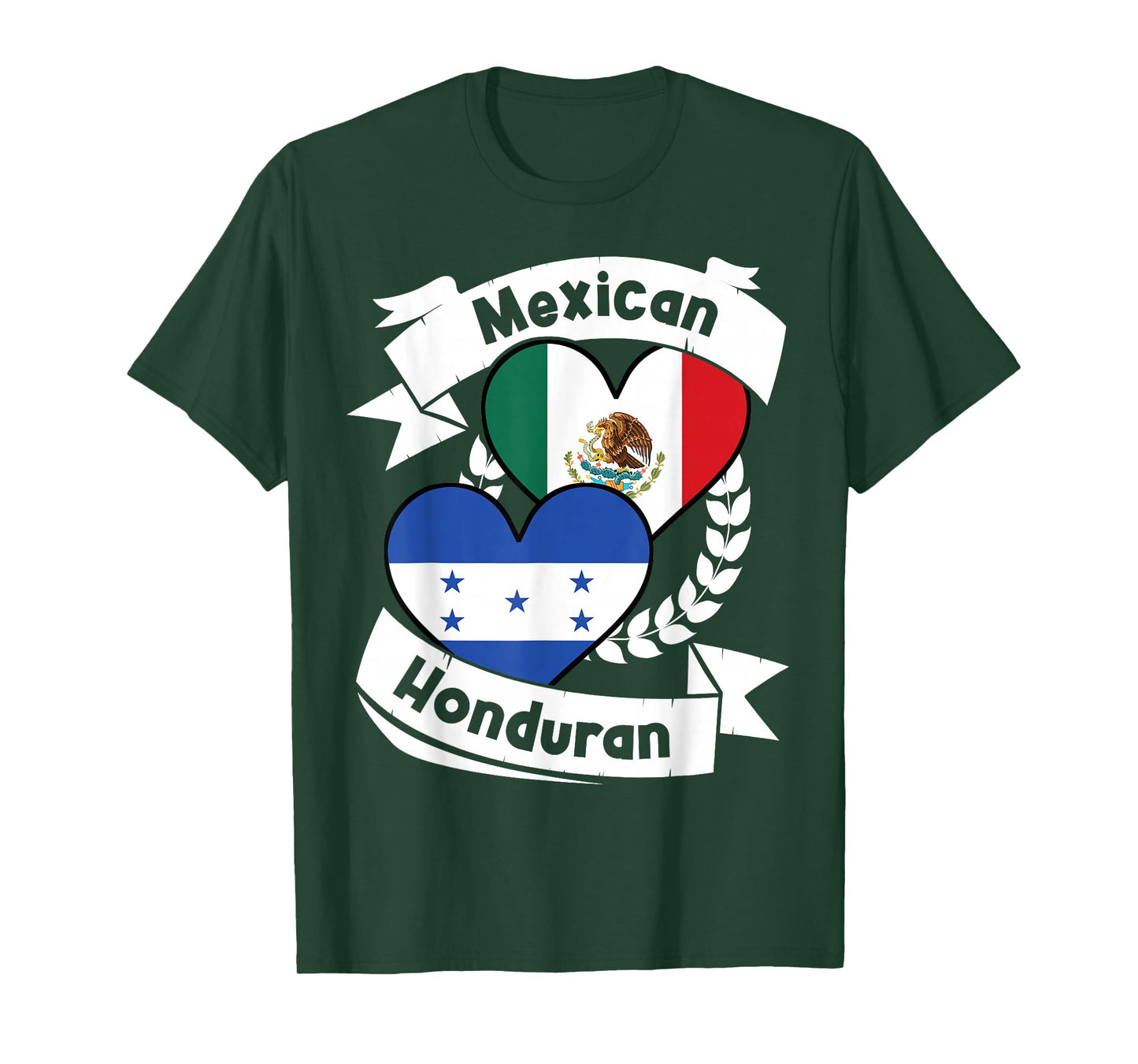 Mexican Honduran Heart Flags Mexico Honduras T-Shirt