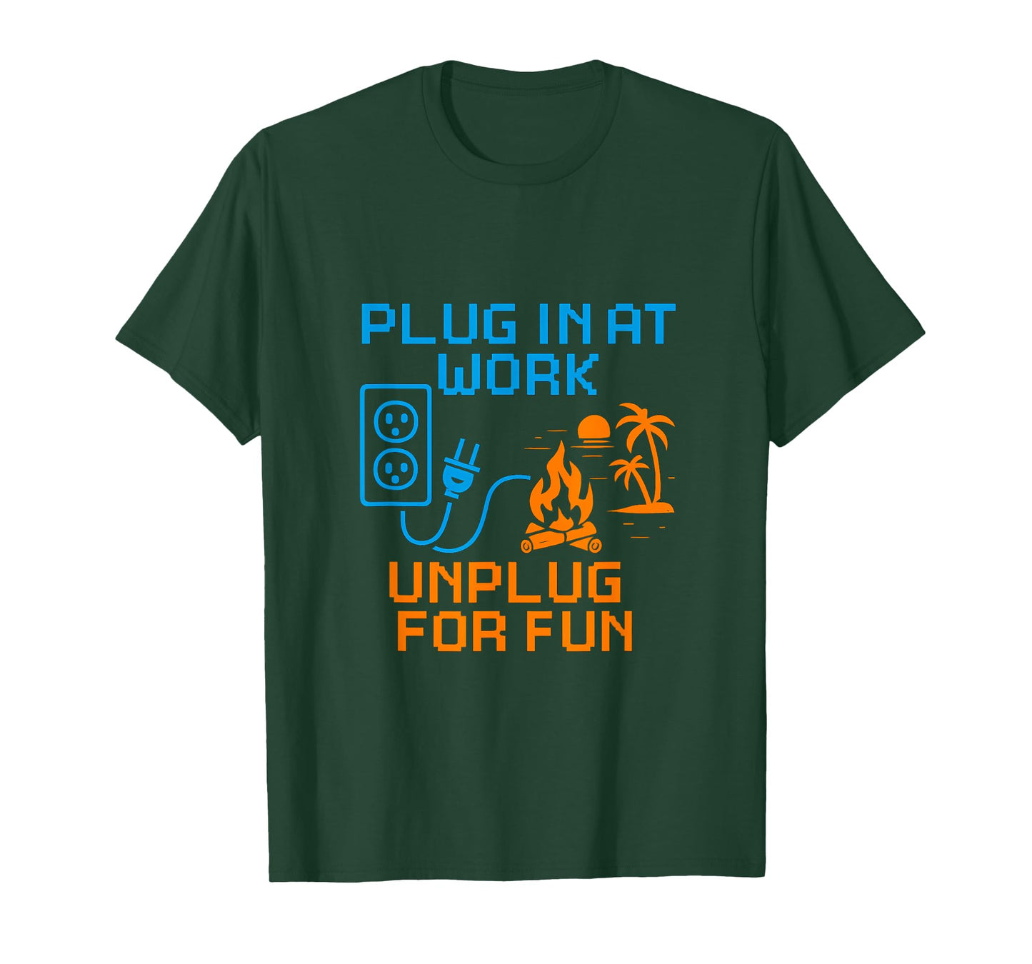 Plug in at Work Unplug for Fun Electric Design Graphic T-Shirt