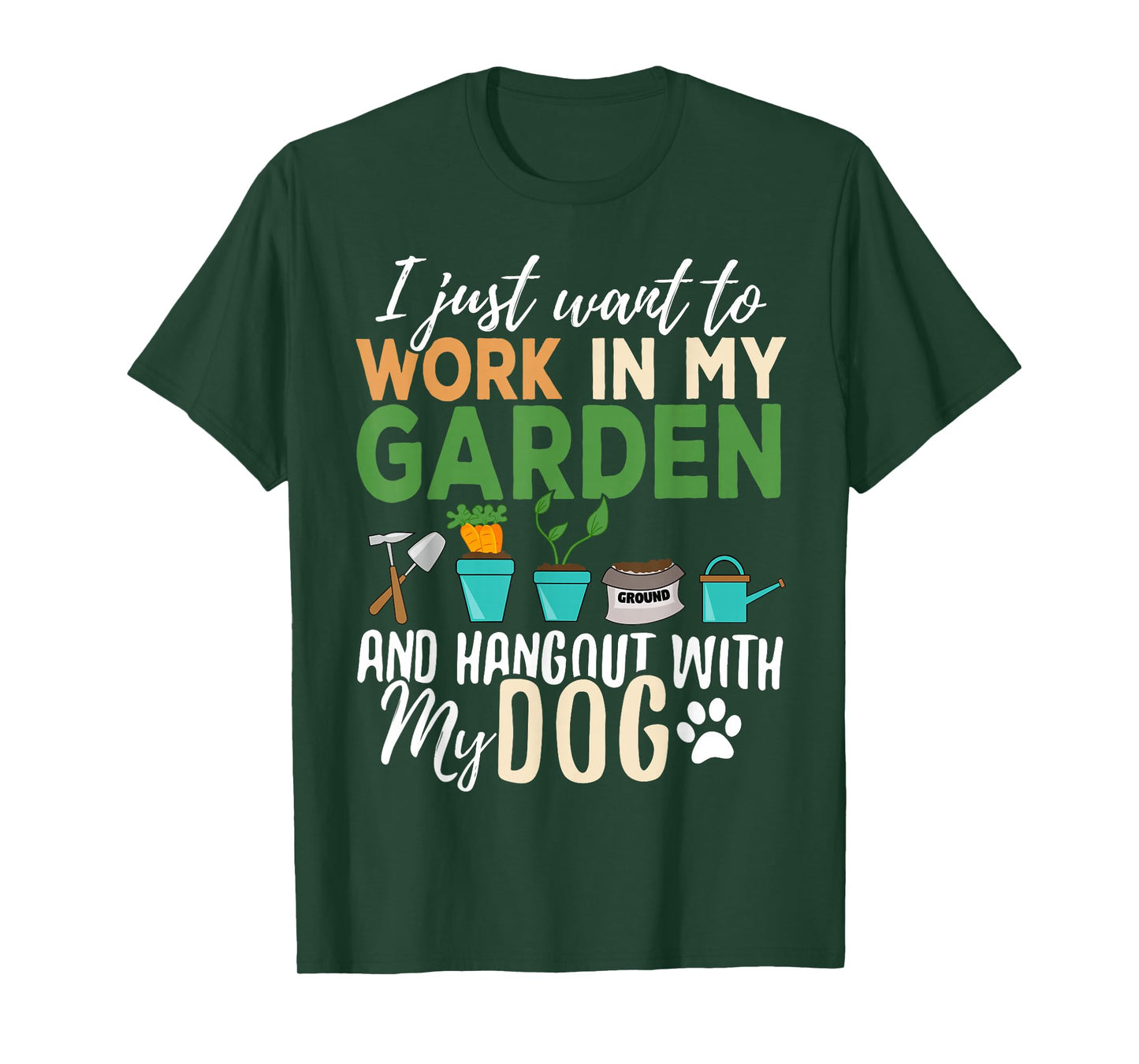Gardening T-Shirt Dog Lover Gardener Garden Pet Gift Plants T-Shirt