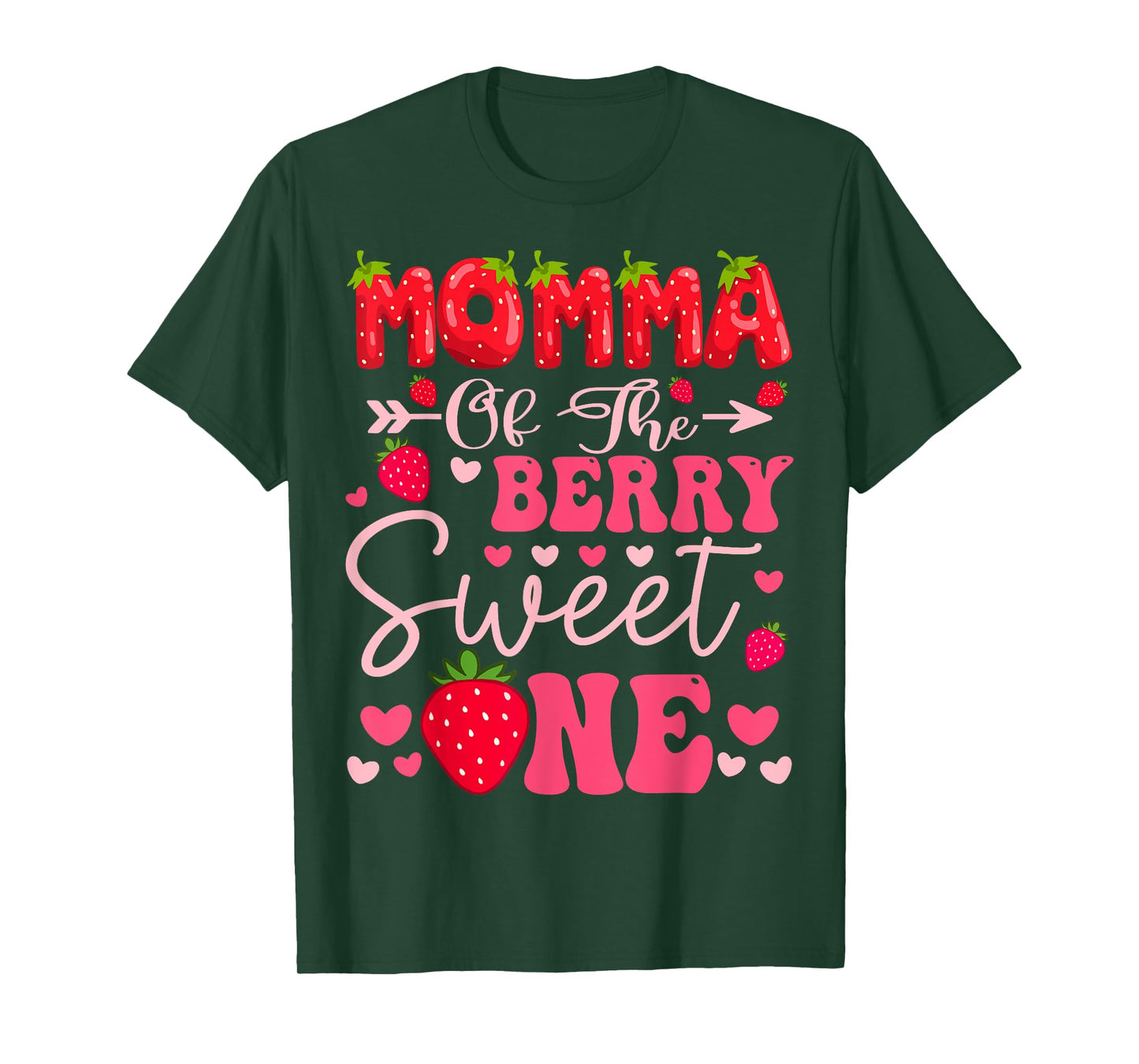 Momma Of The Berry Sweet One Strawberry 1St Birthday Girl T-Shirt