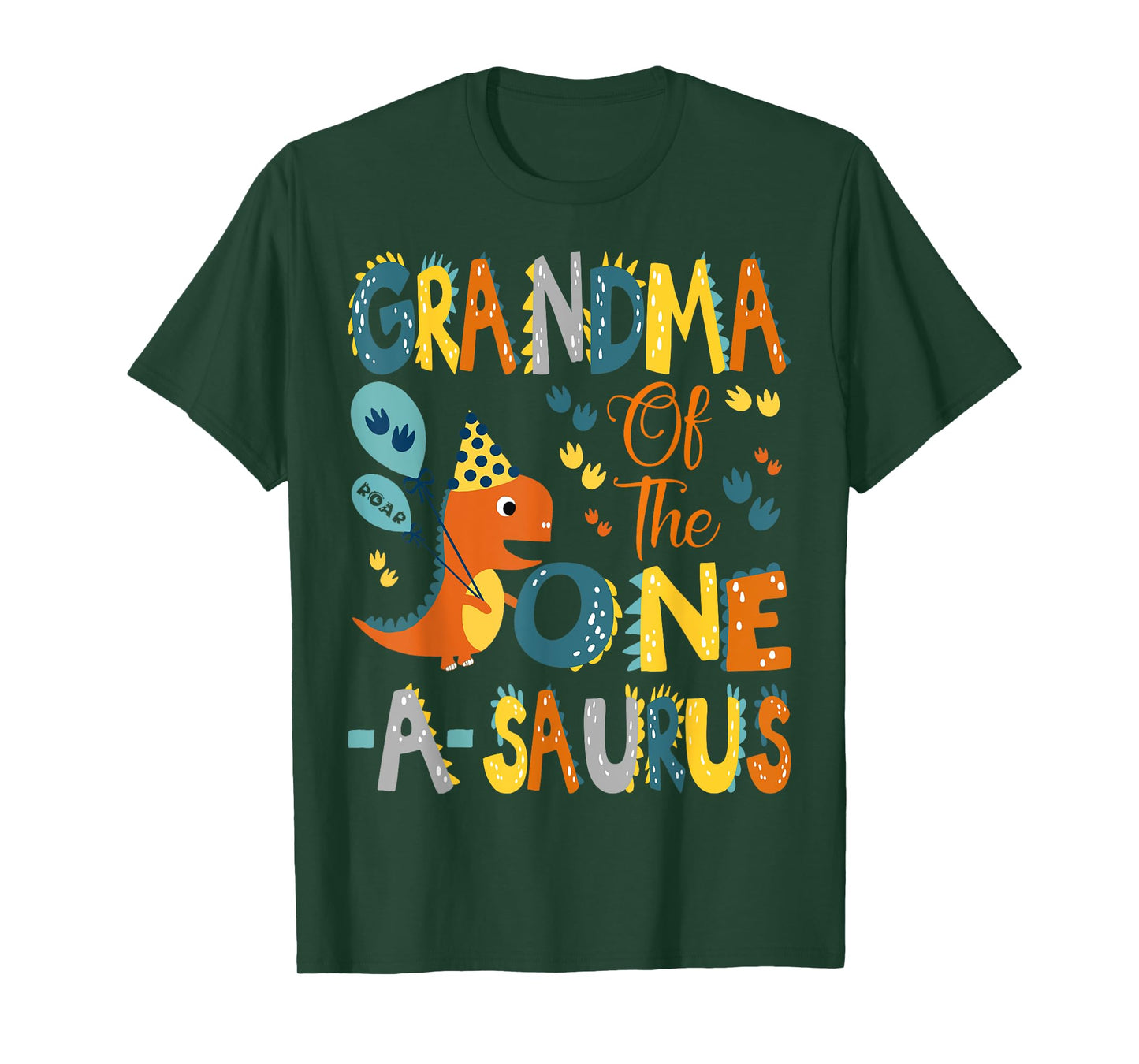 Dinosaur T-Rex 1St Birthday Matching Family Grandma Of The One-A-Saurus 1St Birthday Dinosaur Party Unisex-Adults, Unisex-Kids Black Short Sleeve T-Shirt