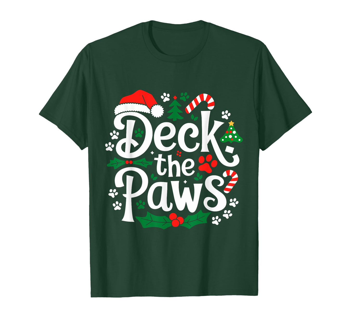 Deck The Paws Christmas Dog and Cat Funny Festive T-Shirt