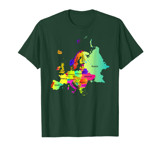 Europe map T-Shirt with boundaries and countries names T-Shirt