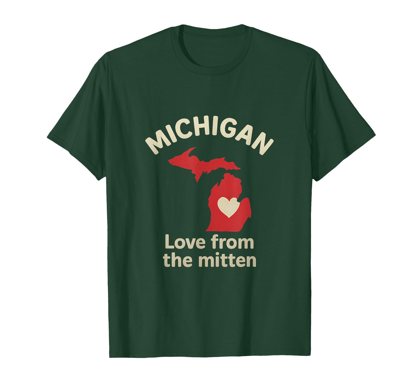 Michigan Mitten Heart State Pride Red Cream T-Shirt