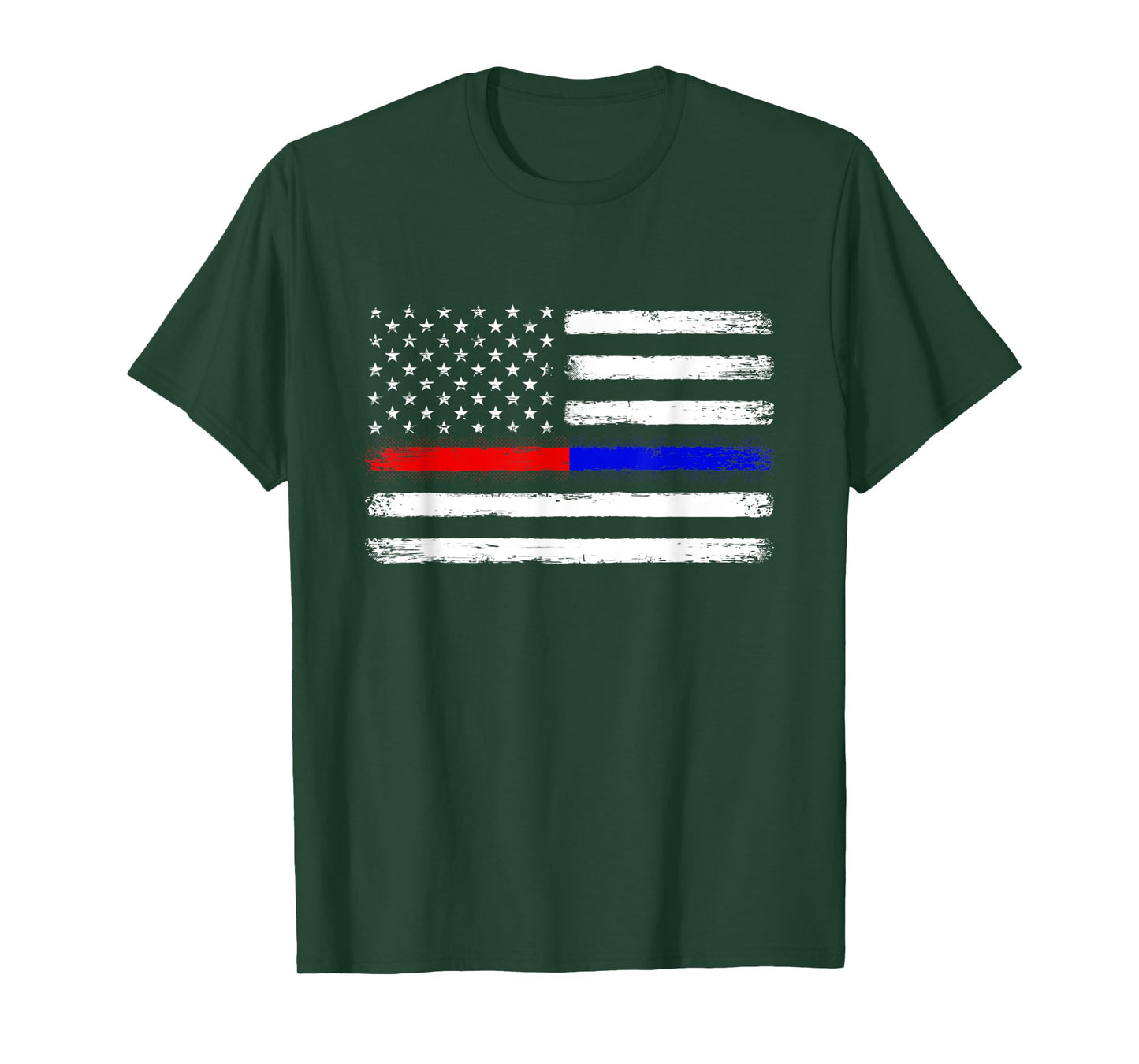 Thin Red Blue Line Flag Support Police Firefighter Patriotic Women Kids Men T-Shirt