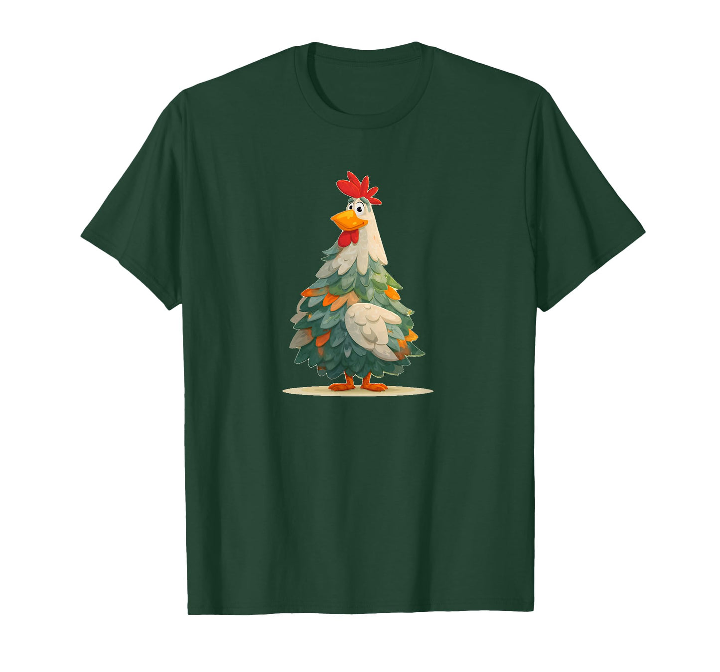 Funny Festive Chicken in Christma Tree Look T-Shirt