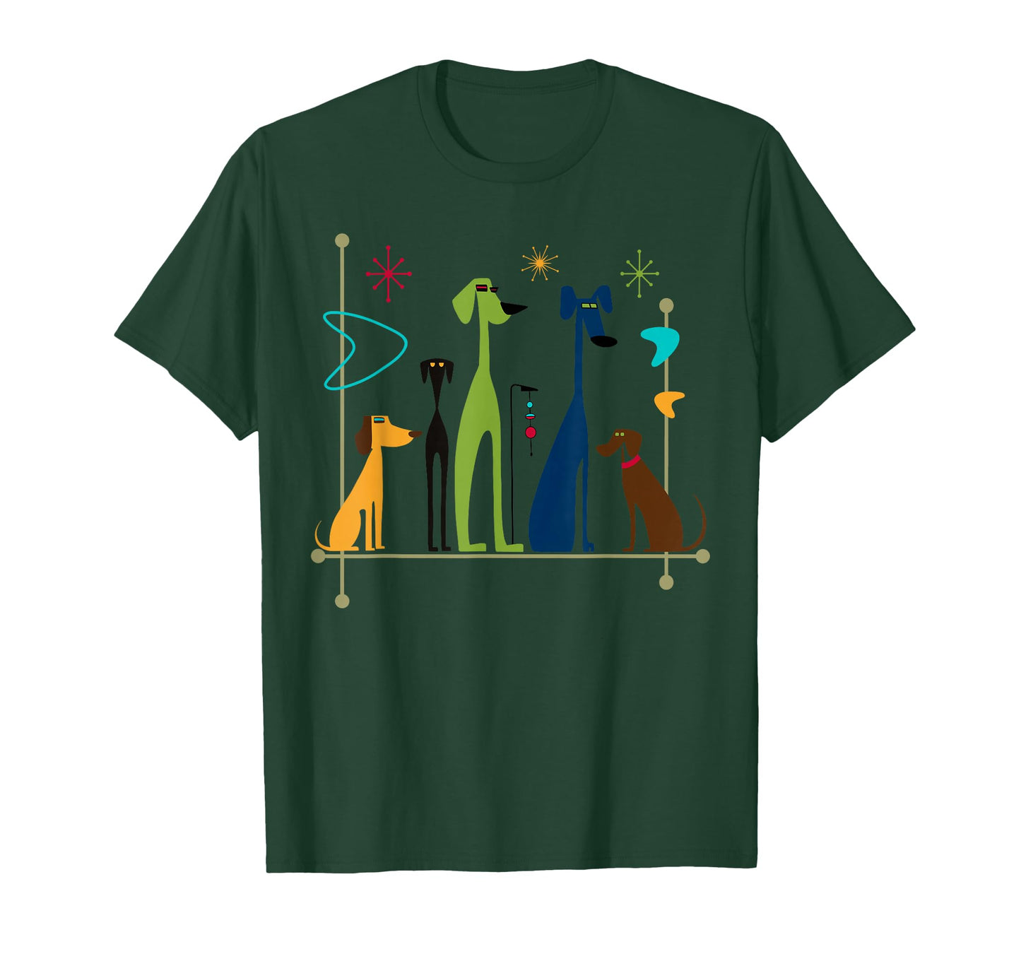 Retro Mid-Century Modern Dogs 50s 60s Style T-Shirt