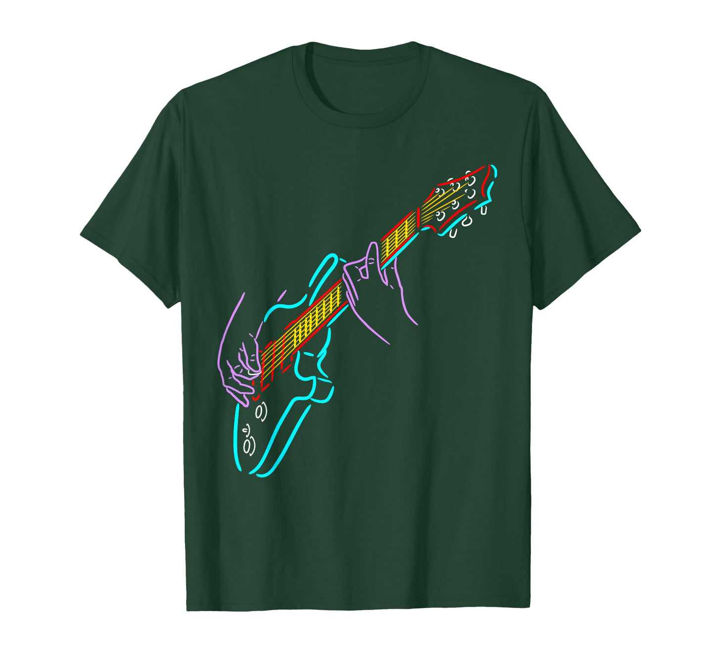 Colorful Bass Guitarist's Hands Rock and Roll Guitar Player T-Shirt