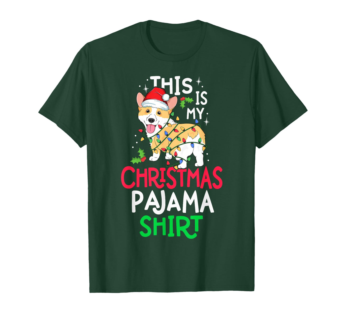 Corgi Tree Light Dog Xmas This Is My Christmas Pyjama Shirt T-Shirt