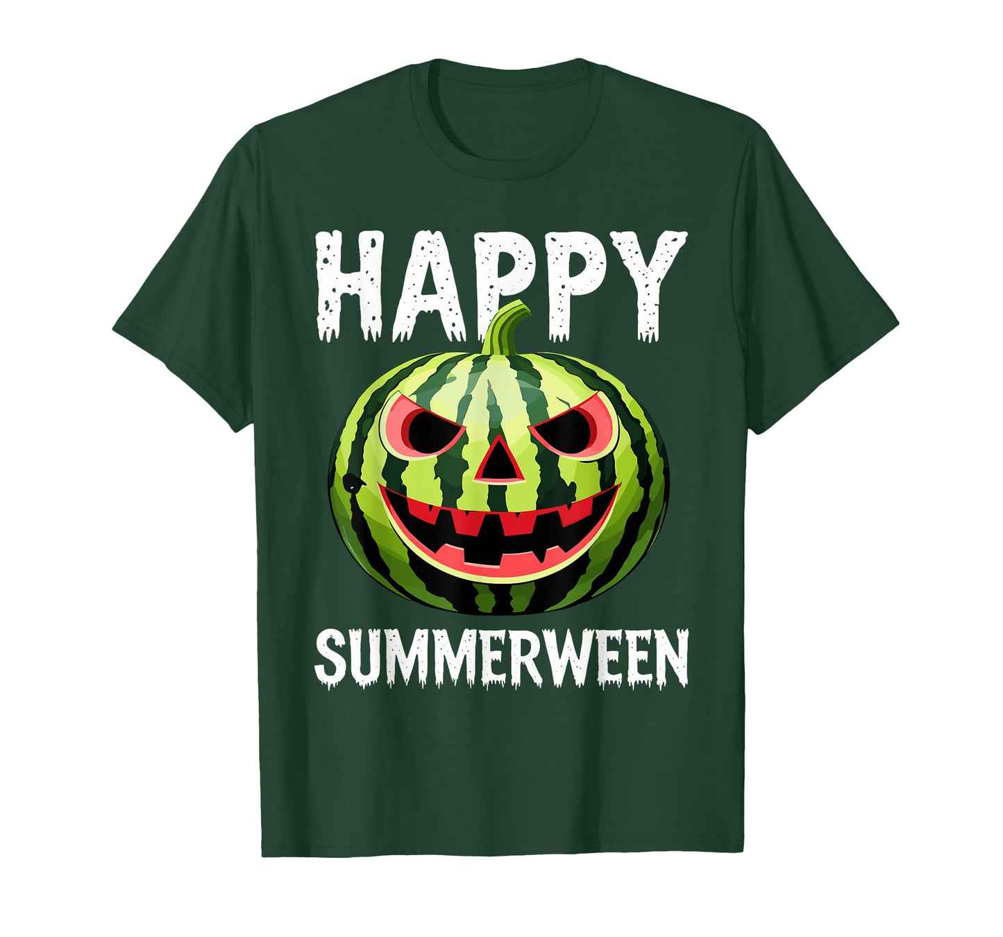 Watermelon Jackolantern Summer Halloween Happy Summerween T-Shirt