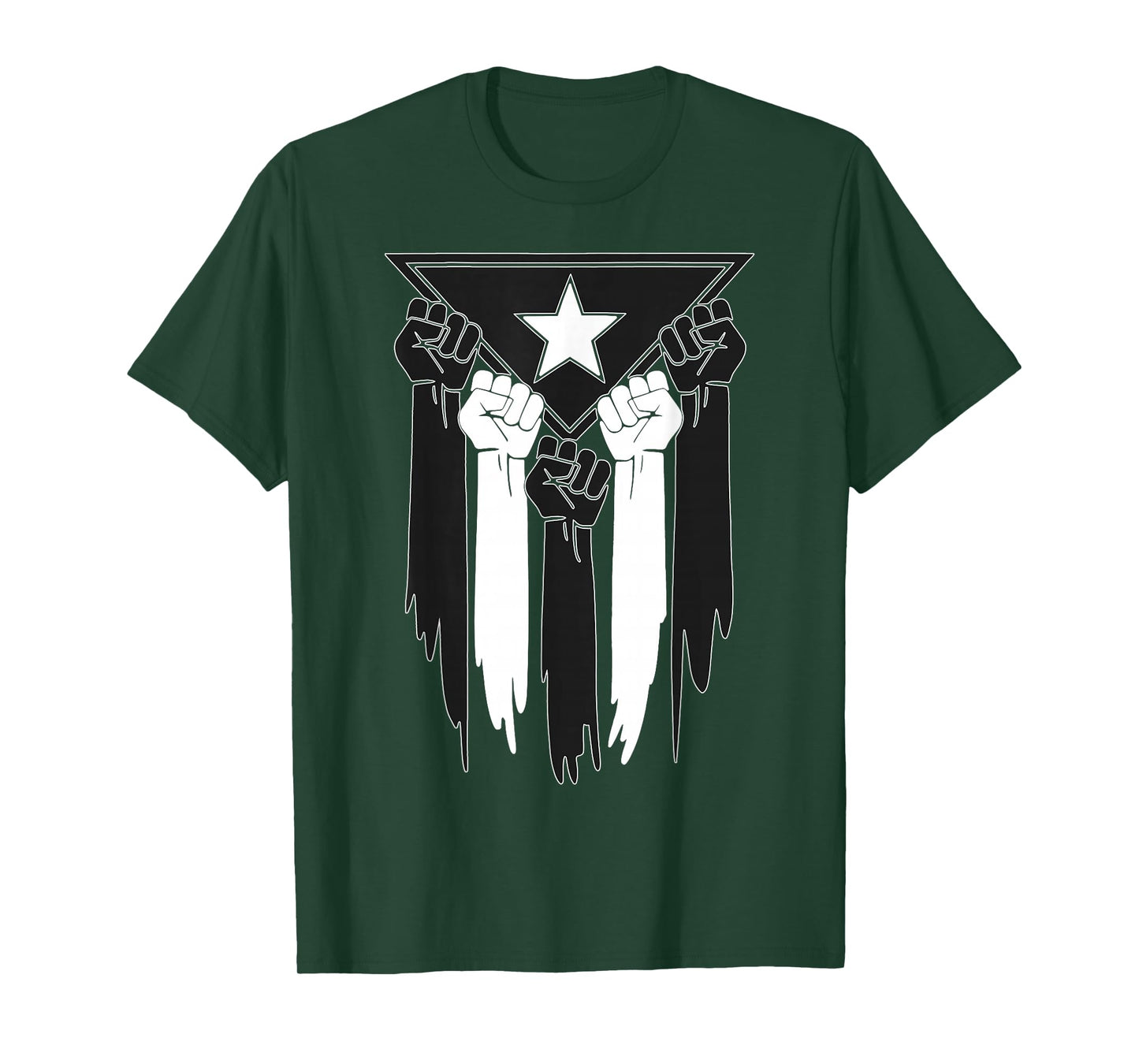 Black And White Puerto Rican Puerto Rico PR Flag Resist Fist T-Shirt