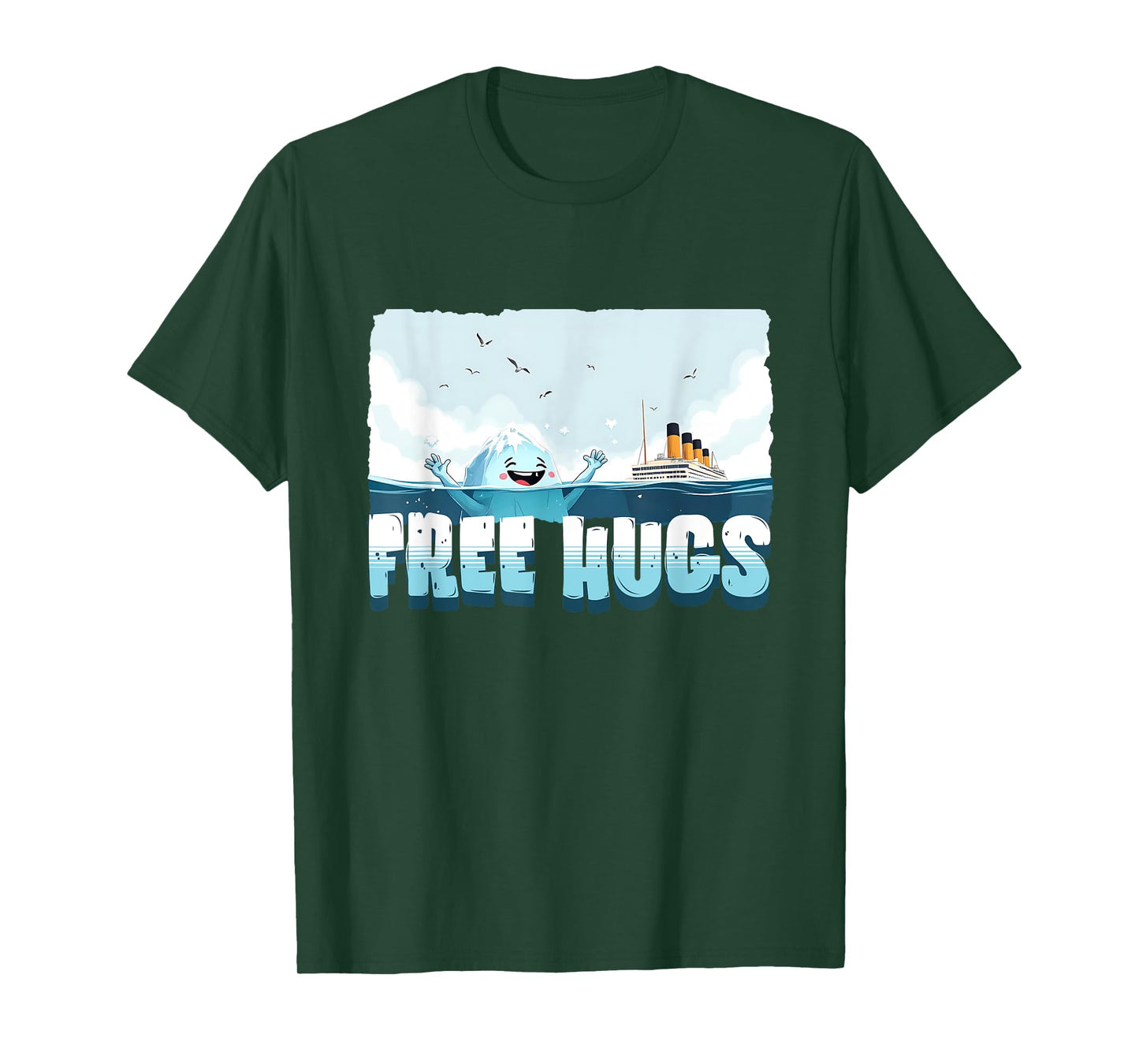 Free Hugs Funny Iceberg Cruise Ship Titanic Boys Girls Kids T-Shirt