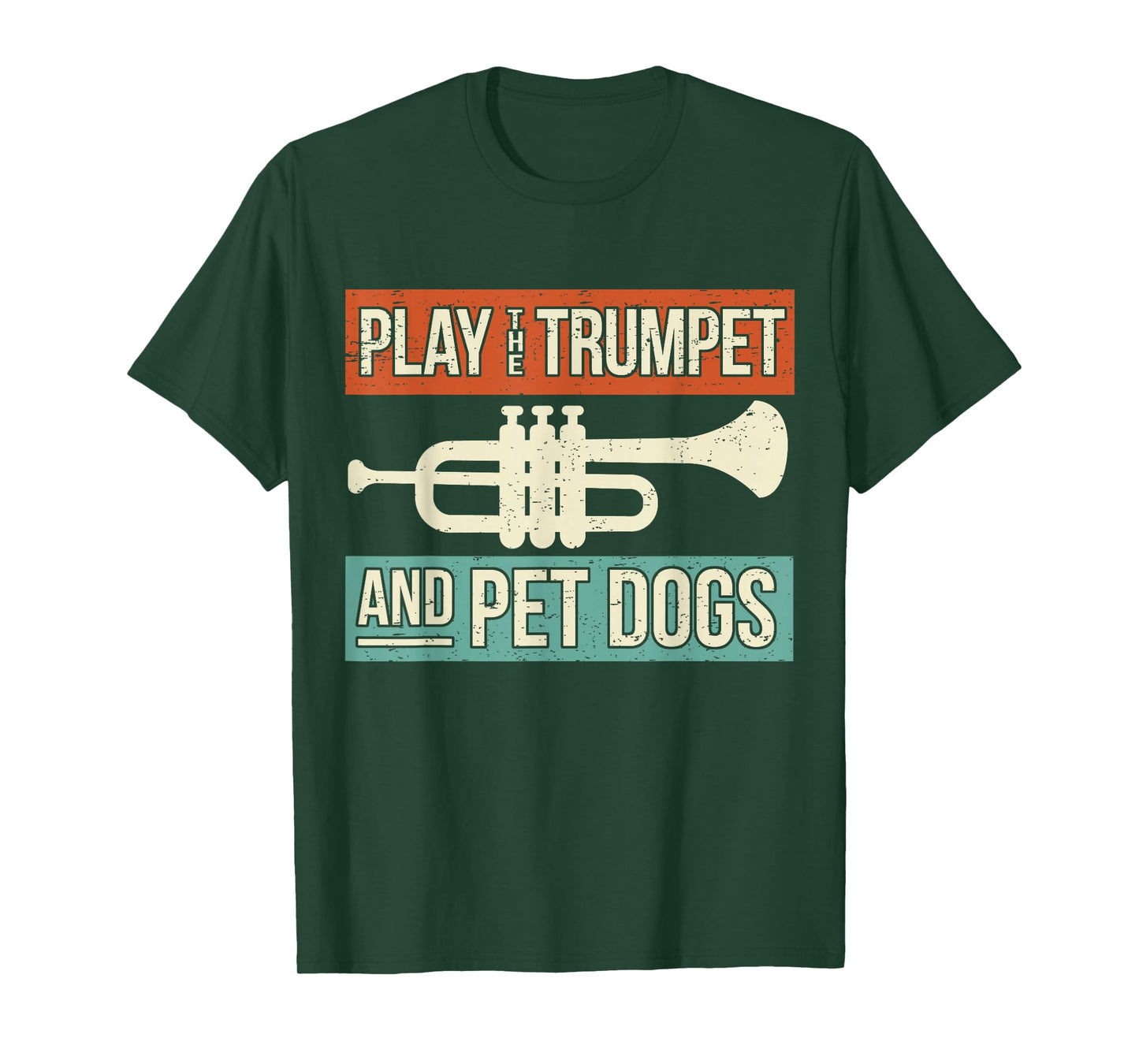 Dog Lover Trumpet Player Saying Retro Trumpeter Vintage T-Shirt