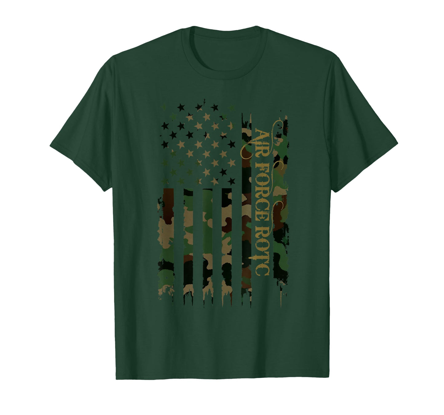 Air Force ROTC United States Distressed Camo w US Flag T-Shirt