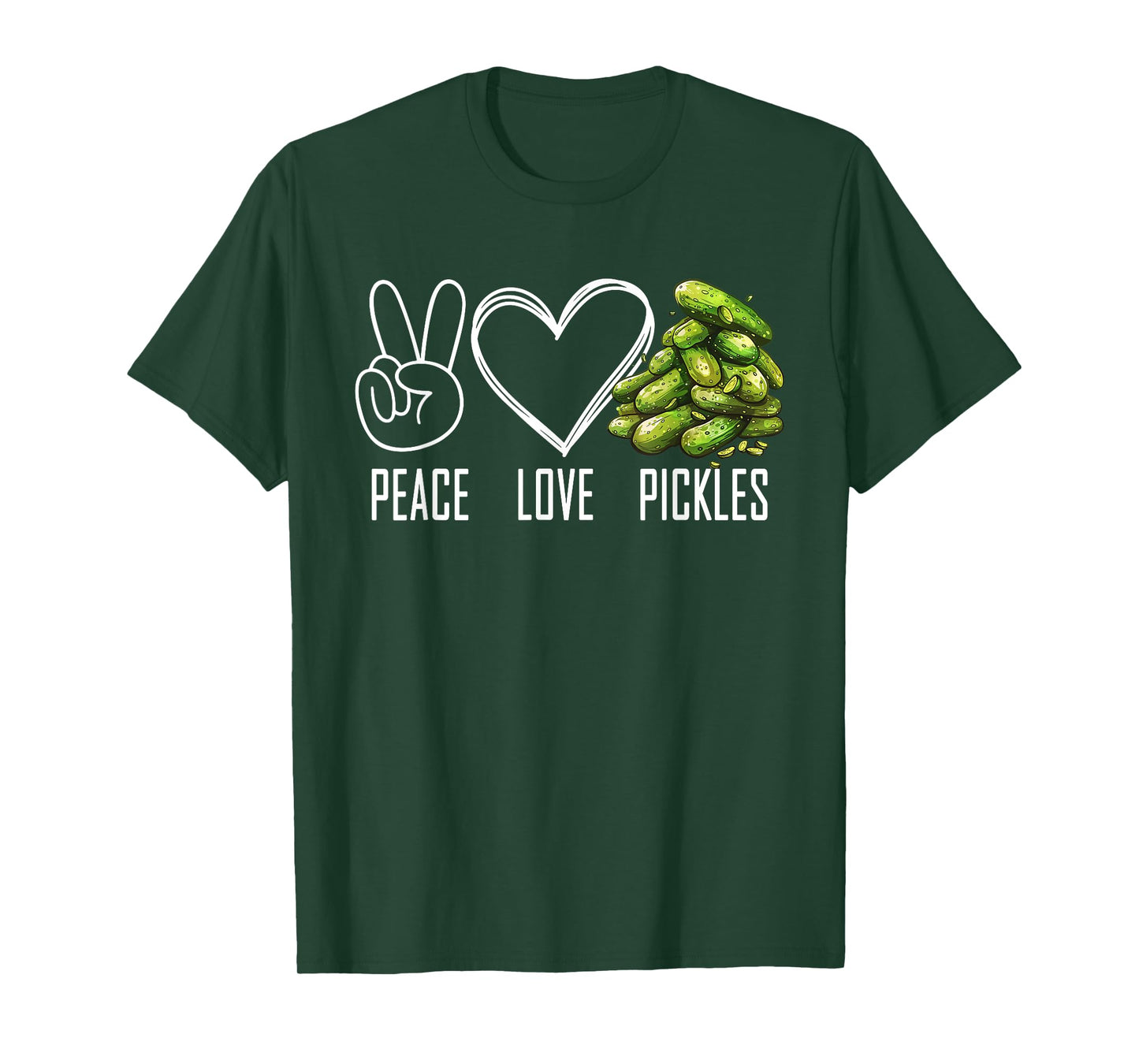 Peace Love Pickles Retro Pickles Lover Cucumber Funny Vegan T-Shirt
