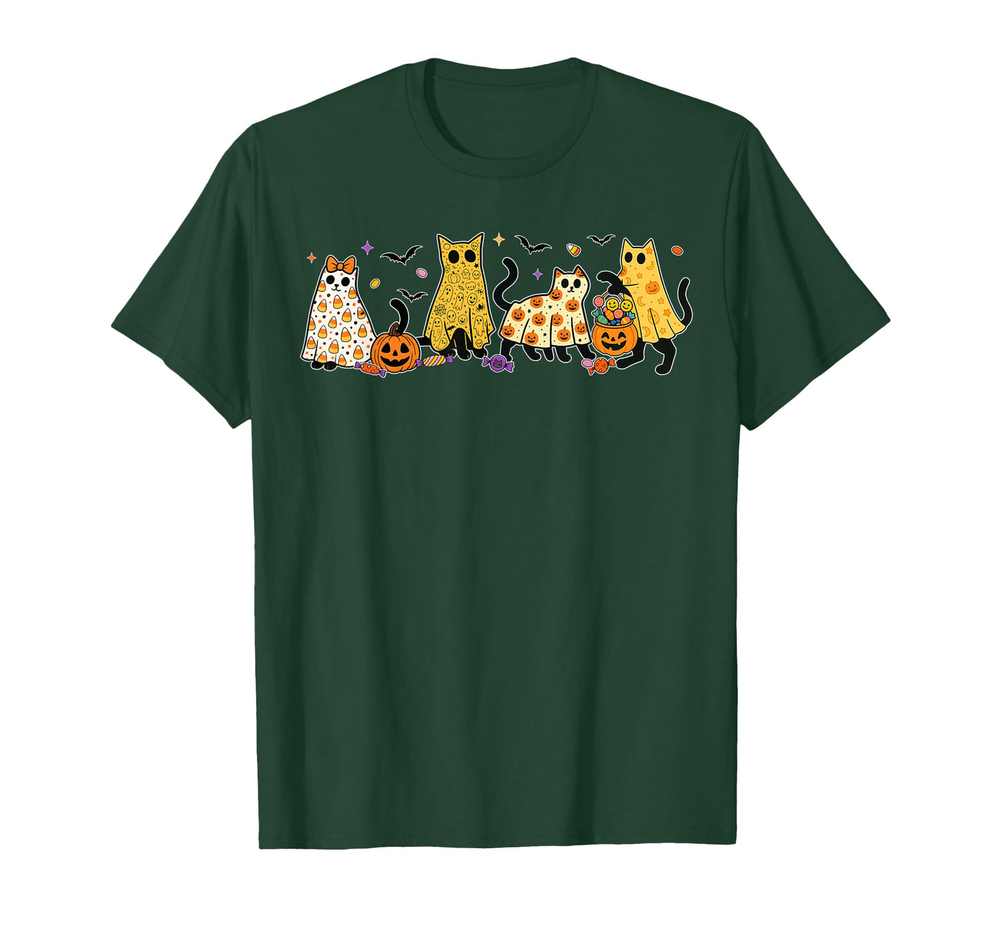 Retro Floral Boo Ghost Pumpkin Bow Halloween Women Kids T-Shirt