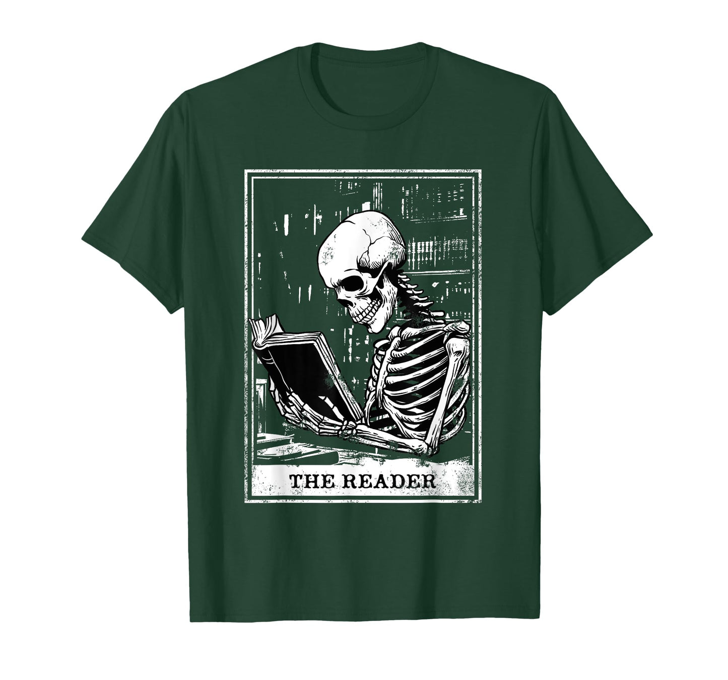 Tarot Card Shirt The Reader Tarot Skeleton Reading Book T-Shirt