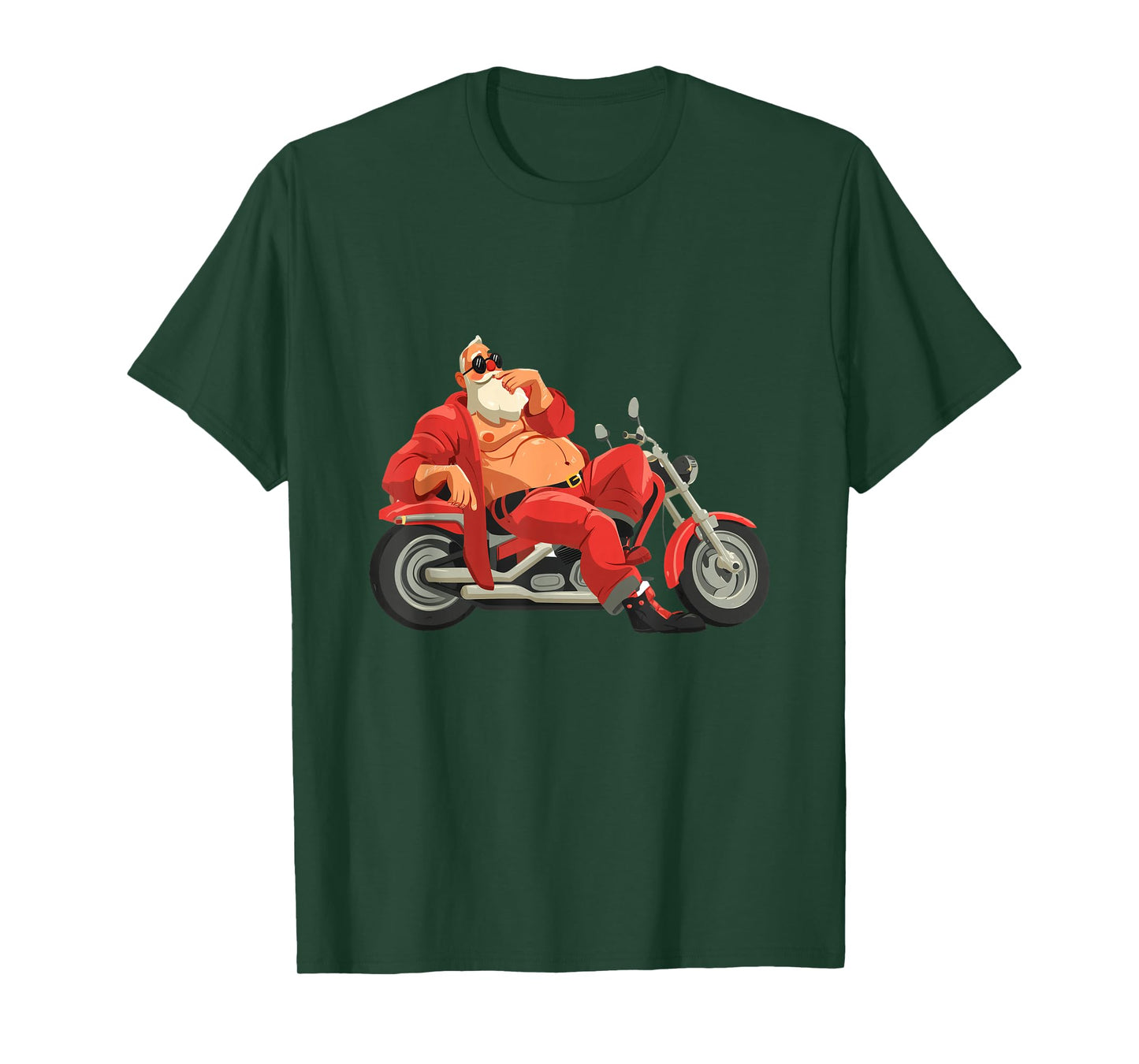 Funny Hot Santa with Motorcycle for Naughty Christmas Days T-Shirt