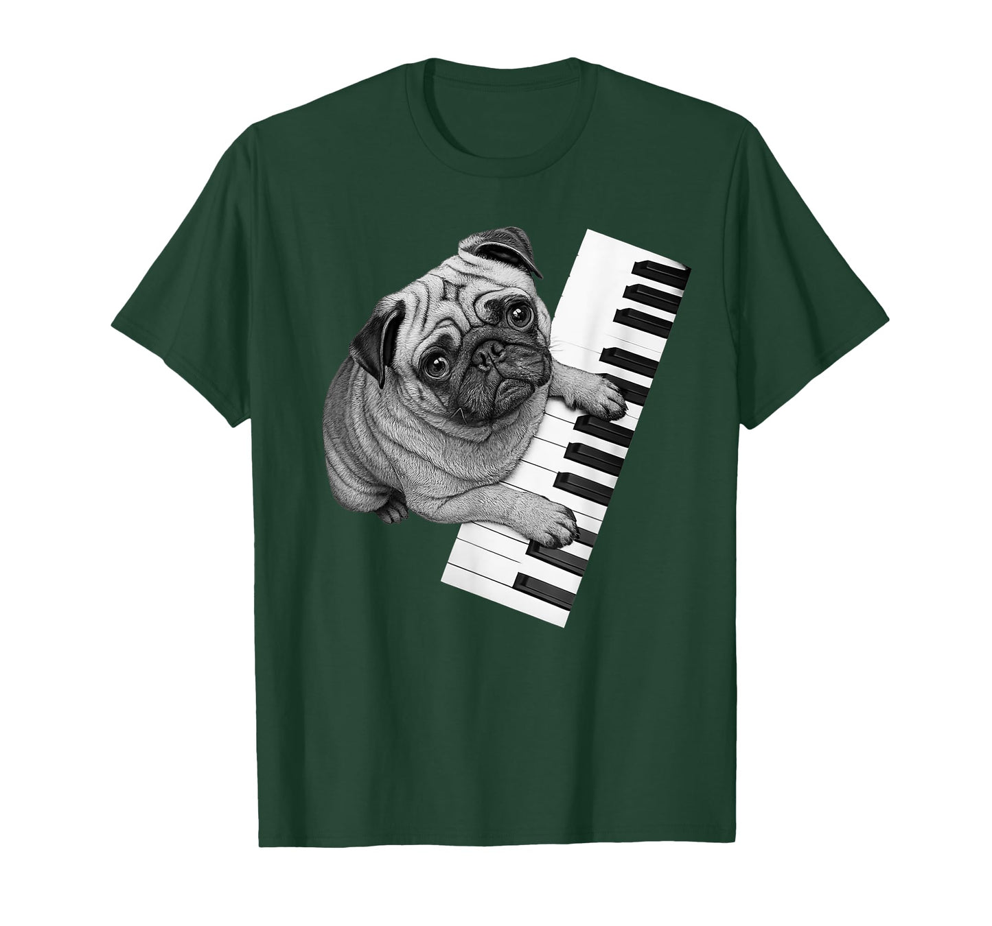 Pug Playing Piano Pianist Dog Lover T-Shirt