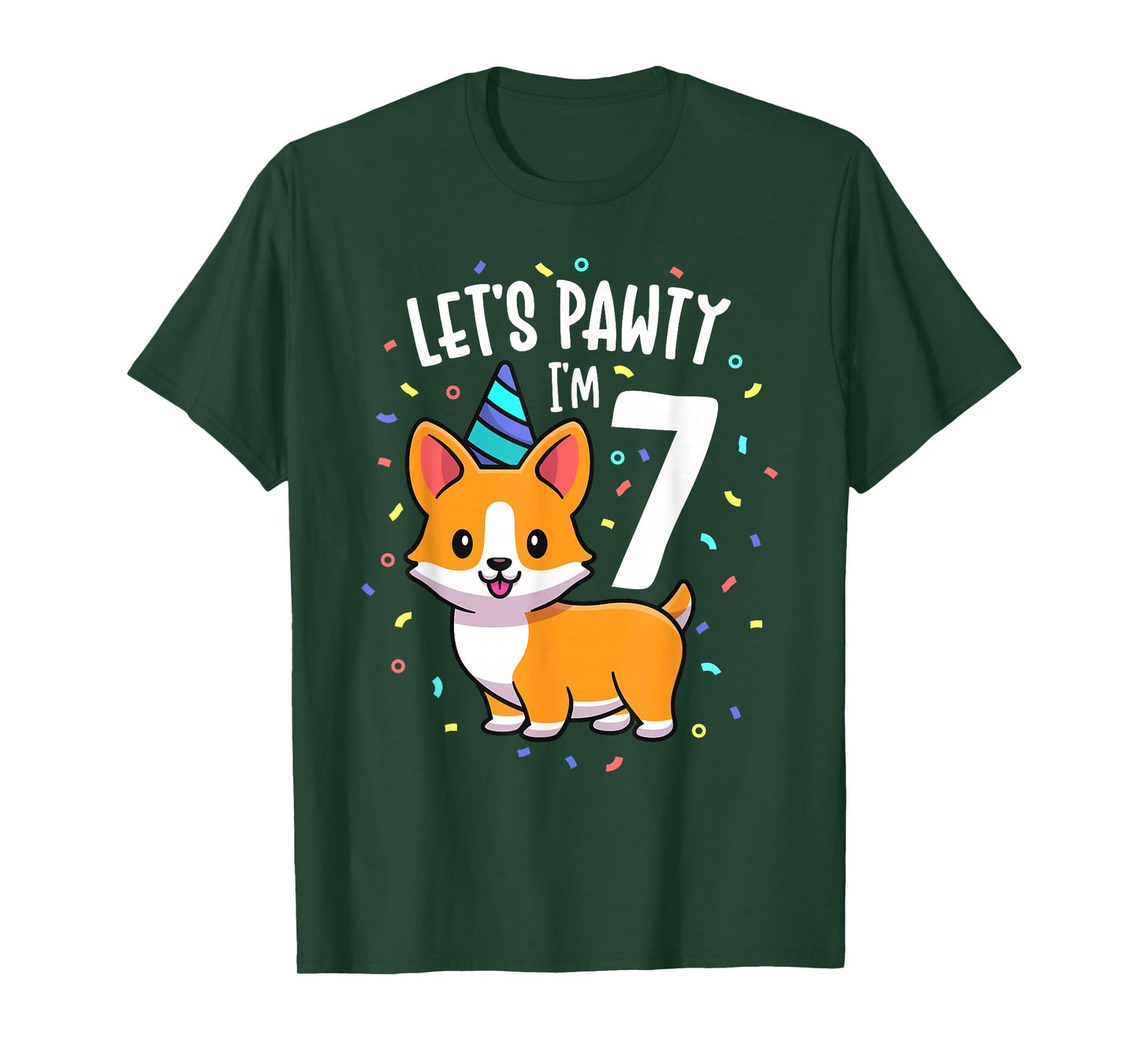 7 Years Old Corgi Dog Lover 7th Birthday Party Outfit Kid T-Shirt