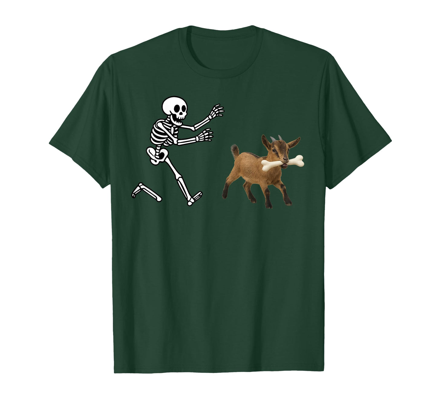 Funny Goat Running Skeleton Halloween T-Shirt