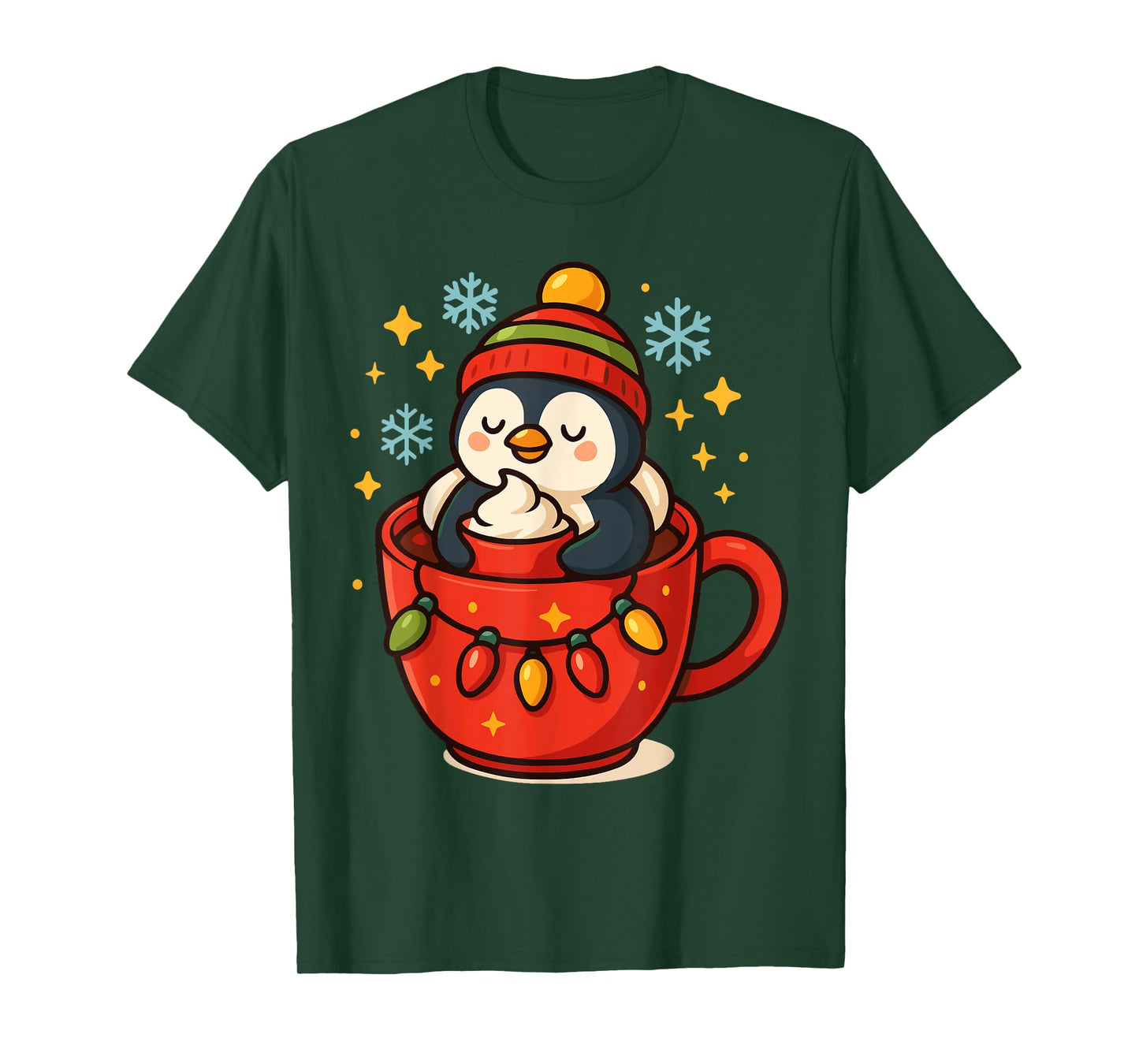 Penguin in Cup – Cute Christmas Winter Holiday Design T-Shirt