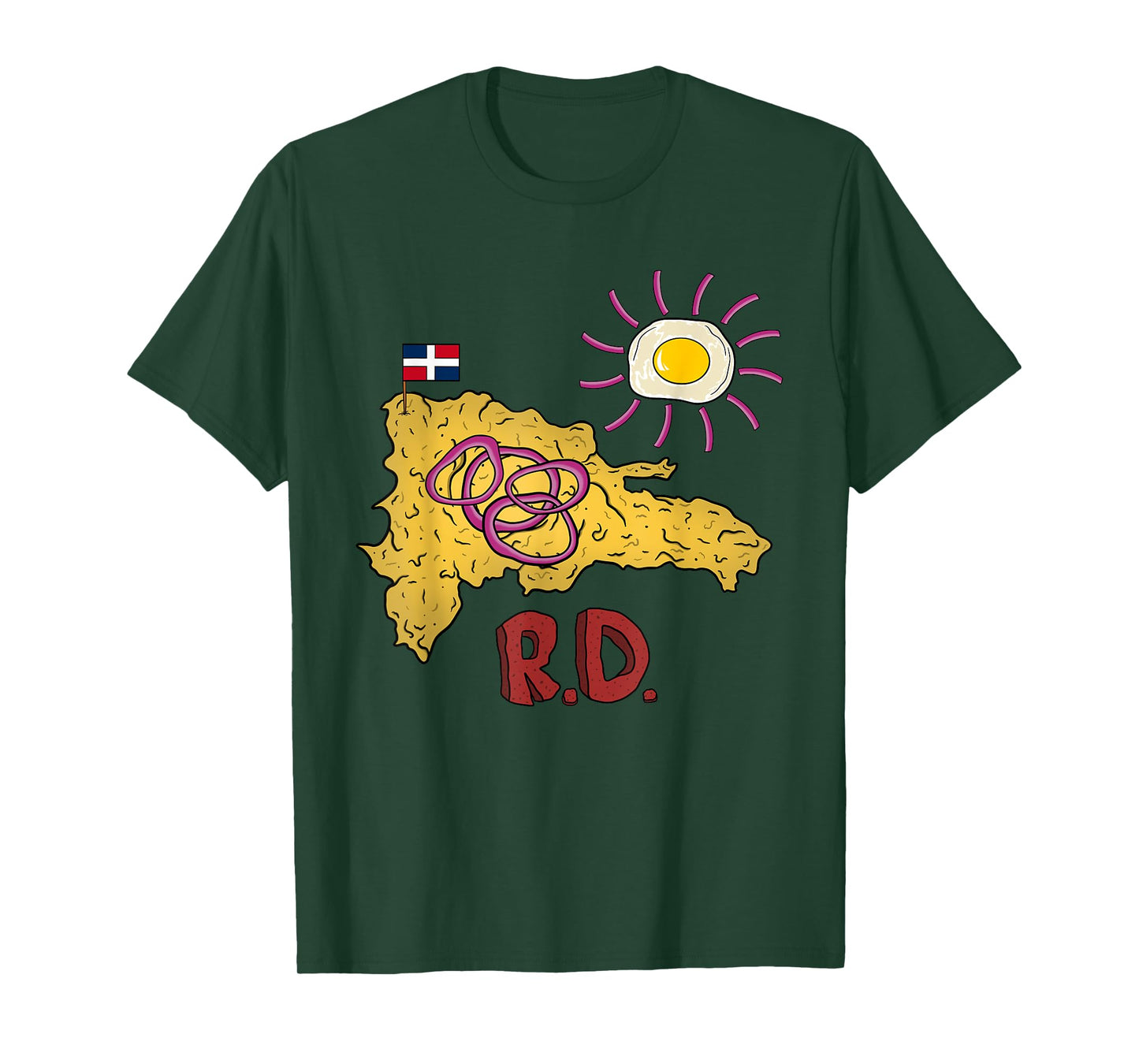 Dominican Republic Favorite Food | Mangú DR Map Egg & Salami T-Shirt