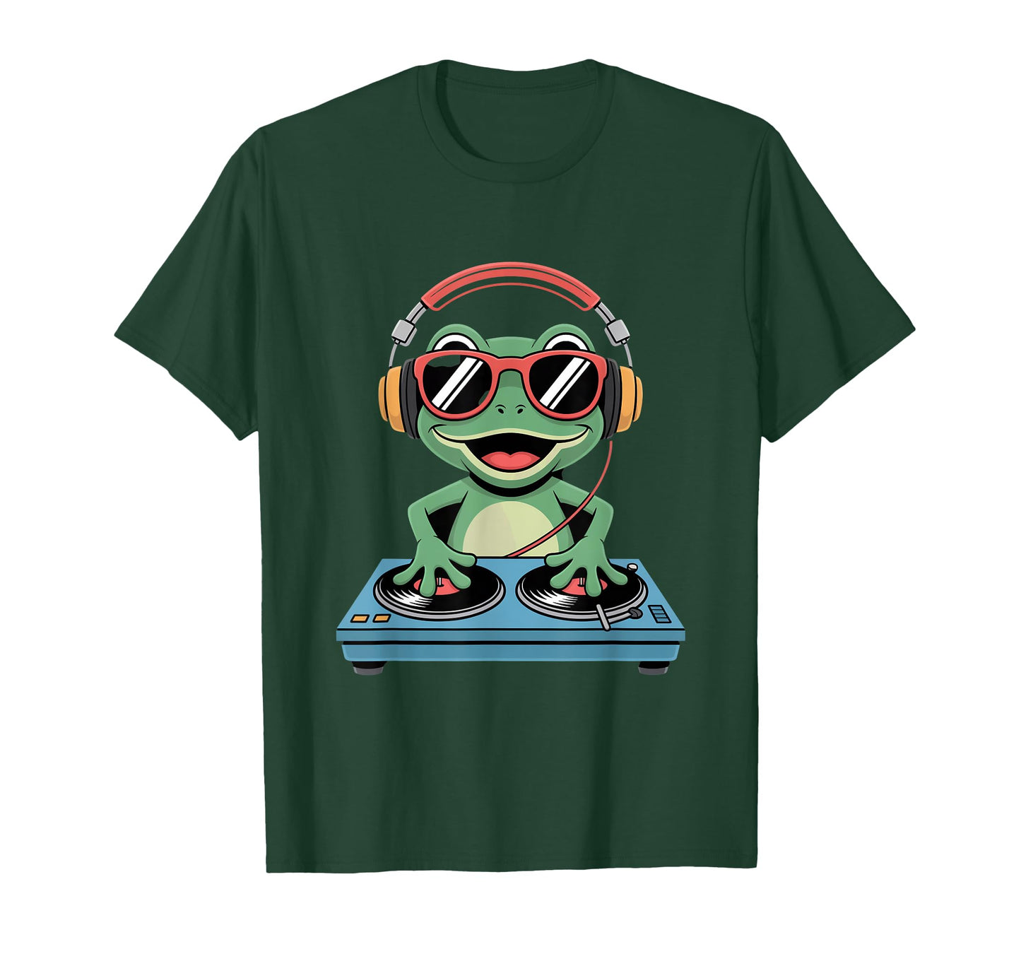 DJ Animal Frog Headphones Turntables T-Shirt