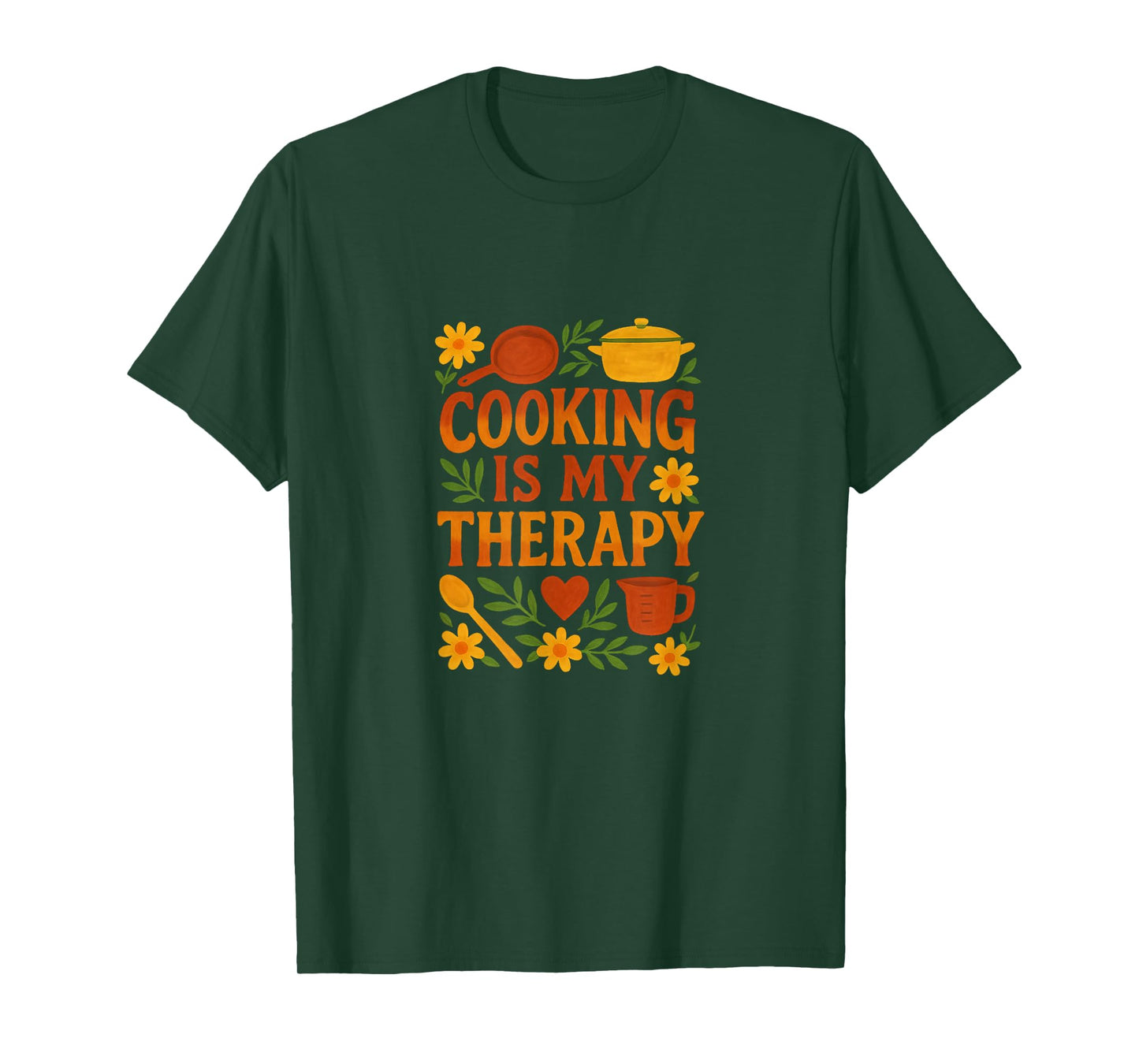 Cooking is My Therapy Colorful Kitchen Art for Food Lovers T-Shirt