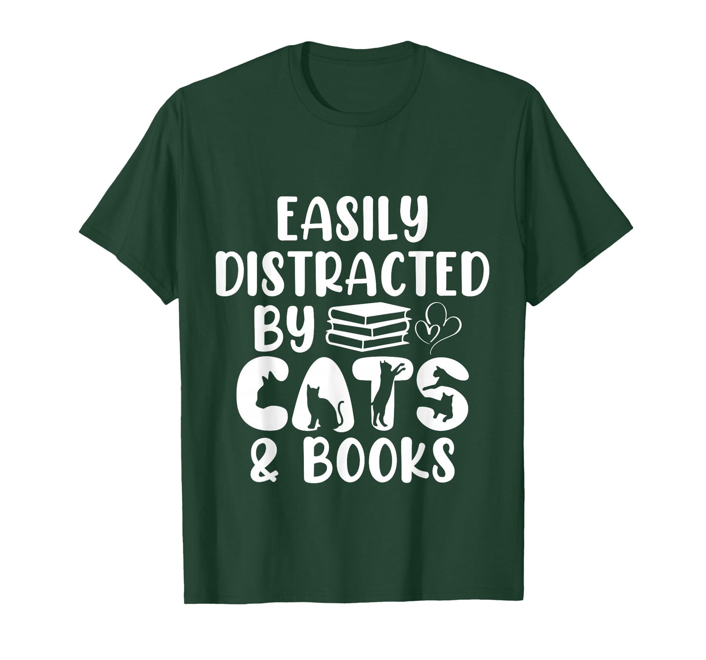 Easily Distracted by Cats & Books - Animals Kittens Bookworm T-Shirt