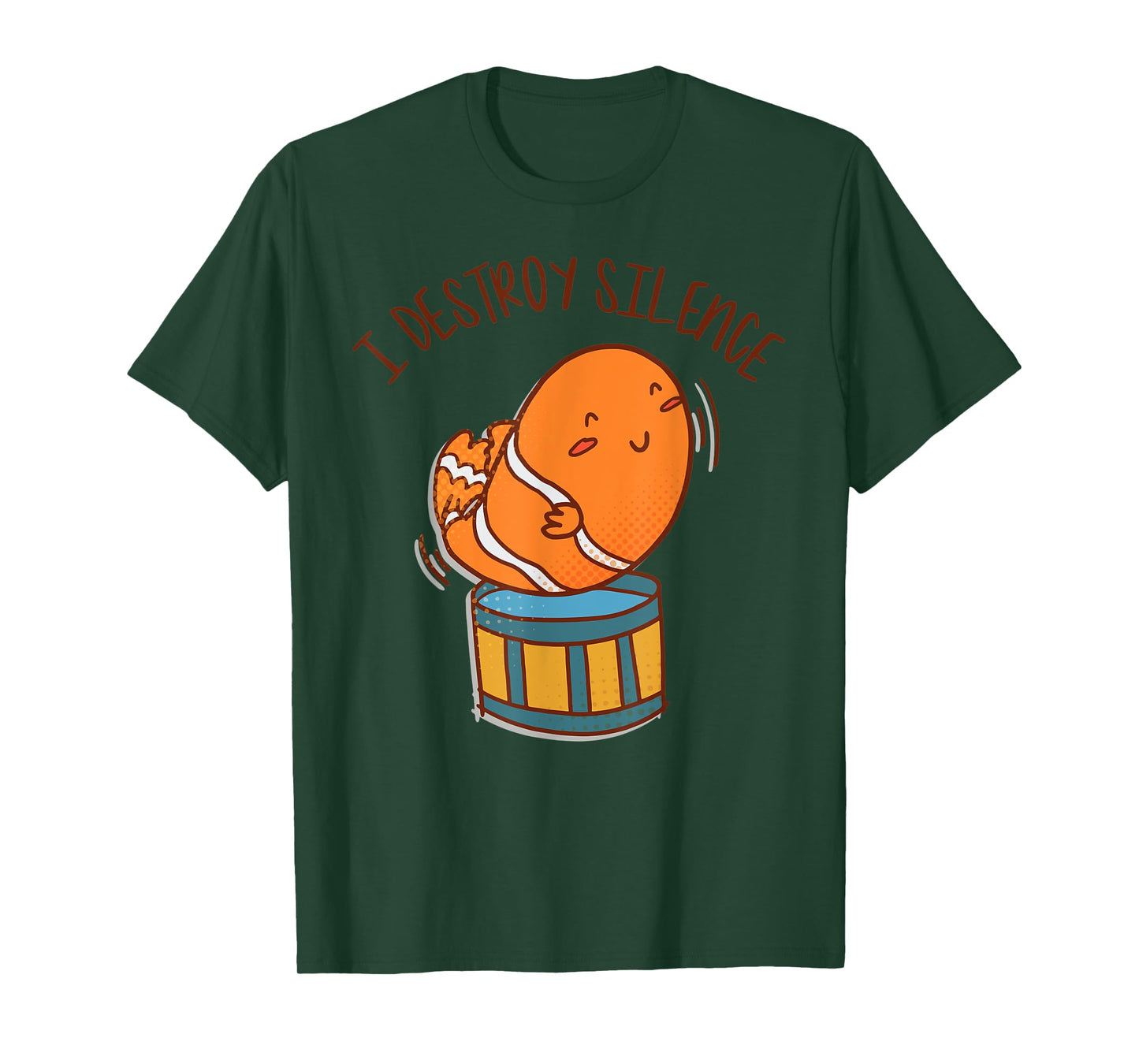 I Destroy Silence Rockstar Fish Playing Drums Musical Sea T-Shirt
