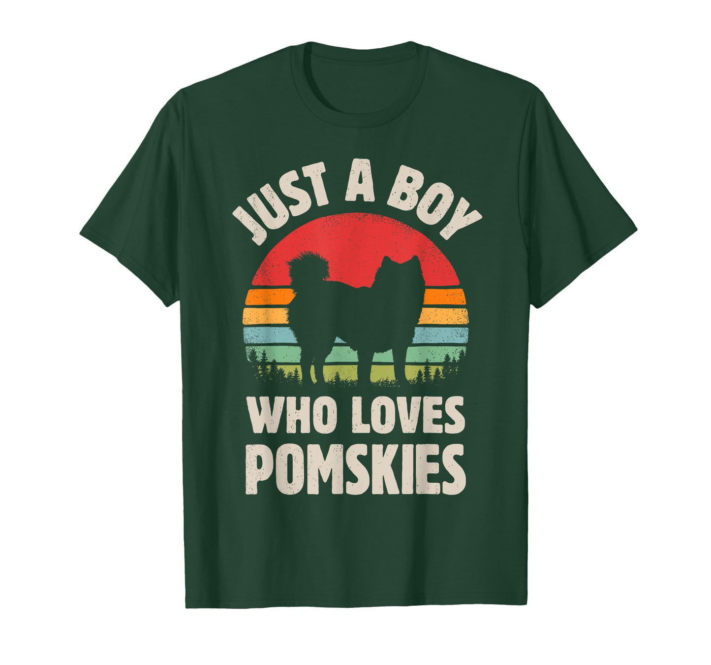 Pomsky Just A Boy Who Loves Pomskies Retro Vintage Sunset T-Shirt