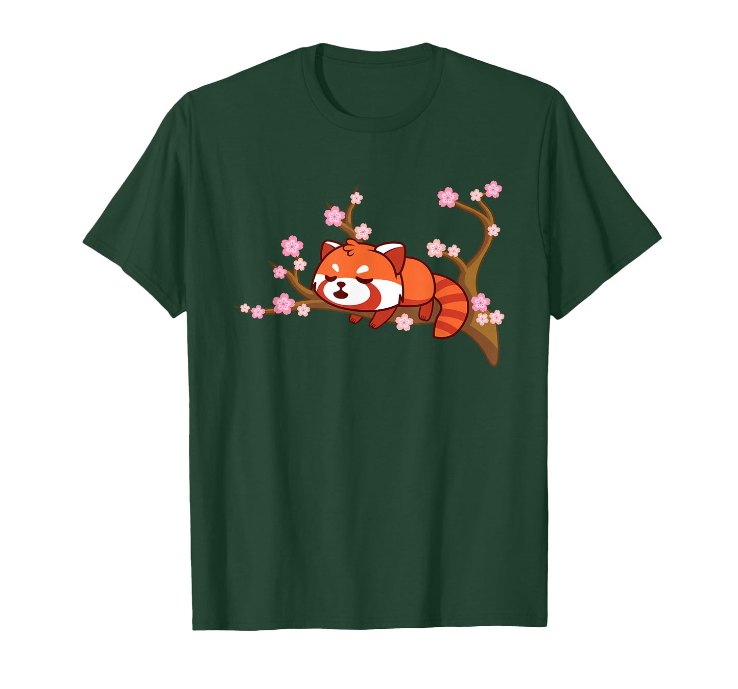 Funny Red Panda Kawaii Japanese Cherry Blossom Flower Gifts T-Shirt Small