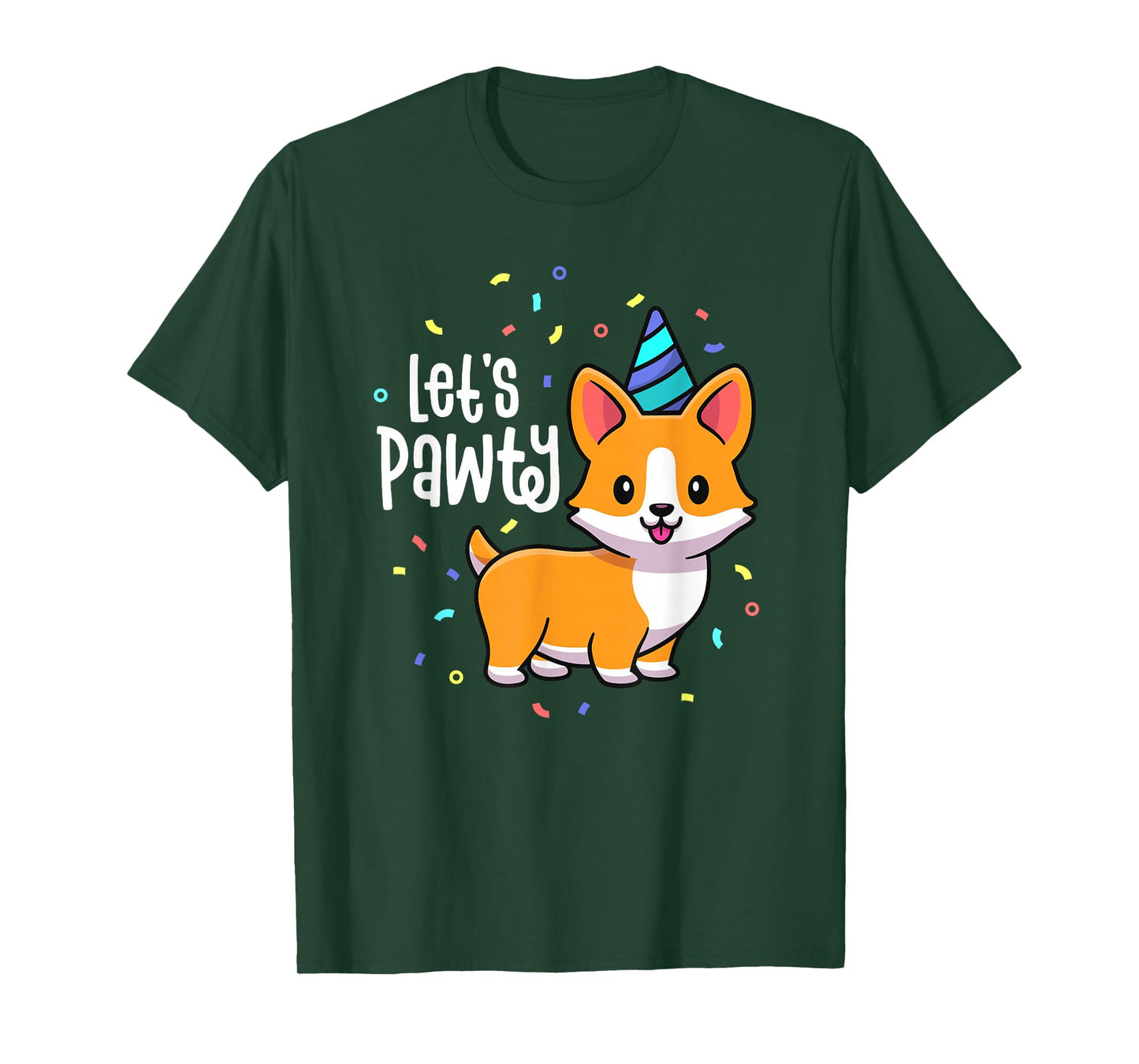 Lets Pawty Birthday Corgi Outfit Kid Dog Themed Party T-Shirt