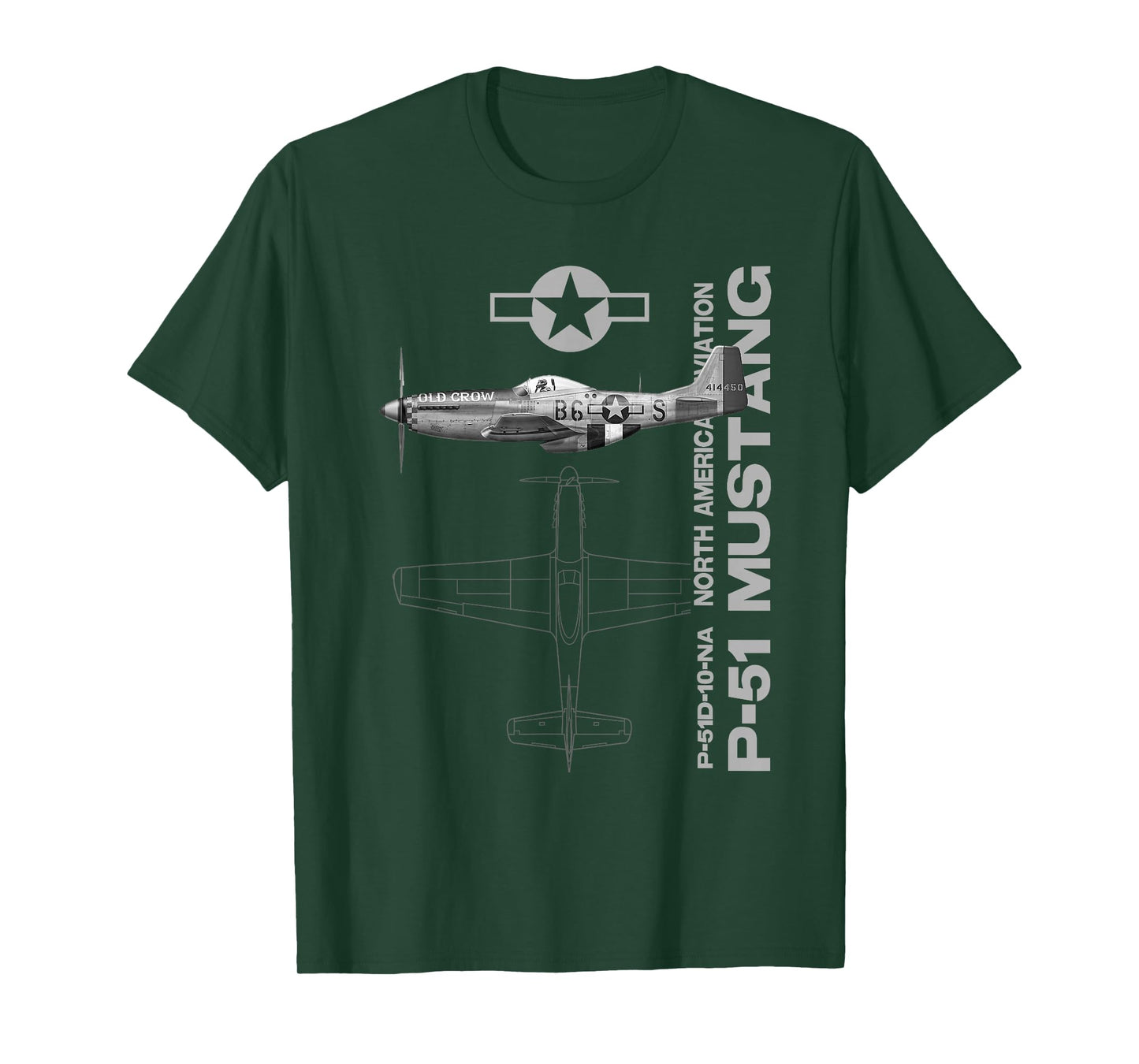 P-51 Mustang WWII Fighter Airplane Profile T-Shirt