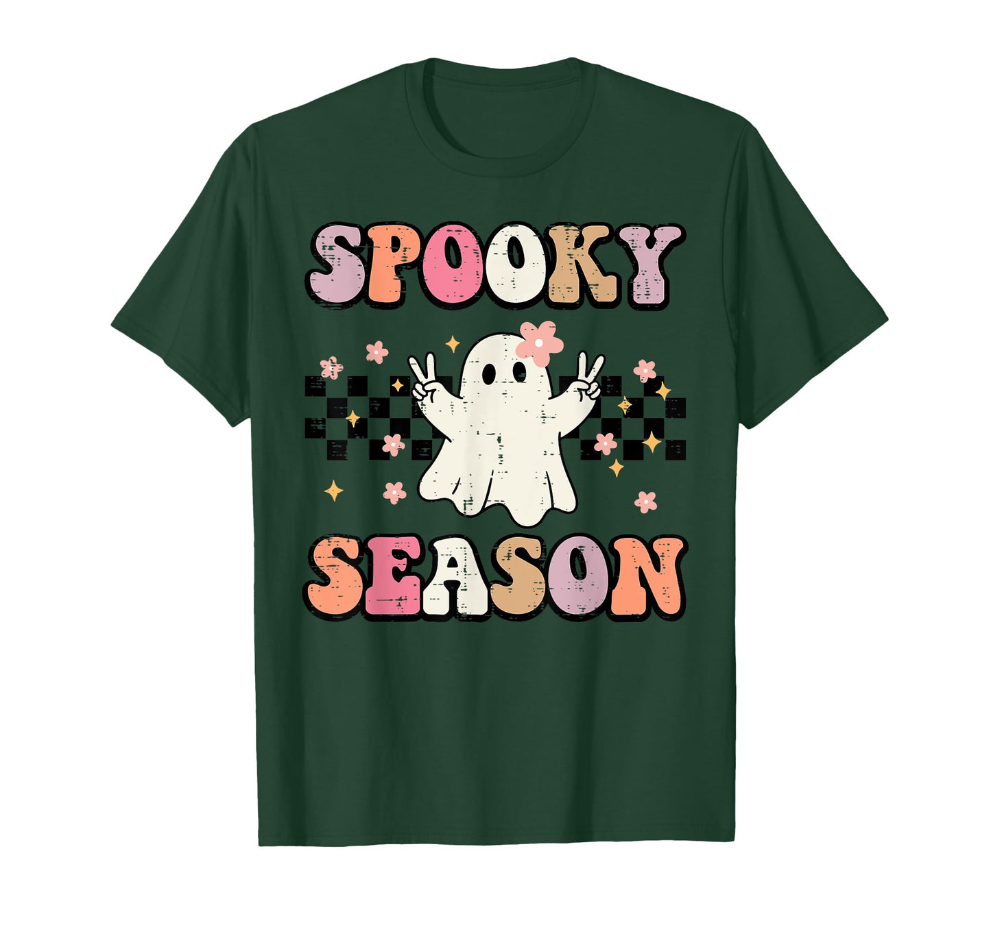 Halloween Spooky Season Ghost Peace Costume Women Girls Kids T-Shirt