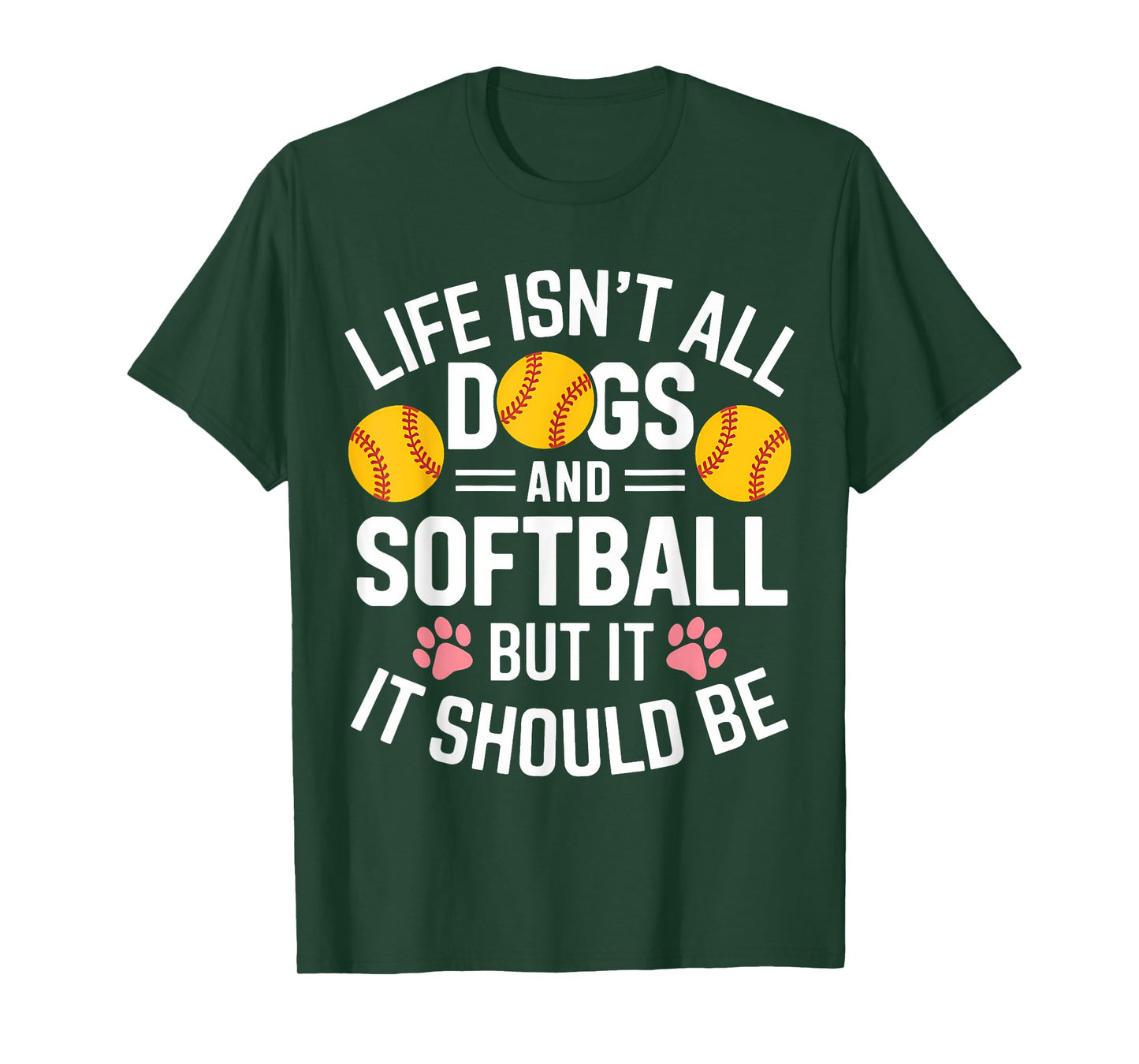 Dogs And Softball Funny Softball T-Shirt