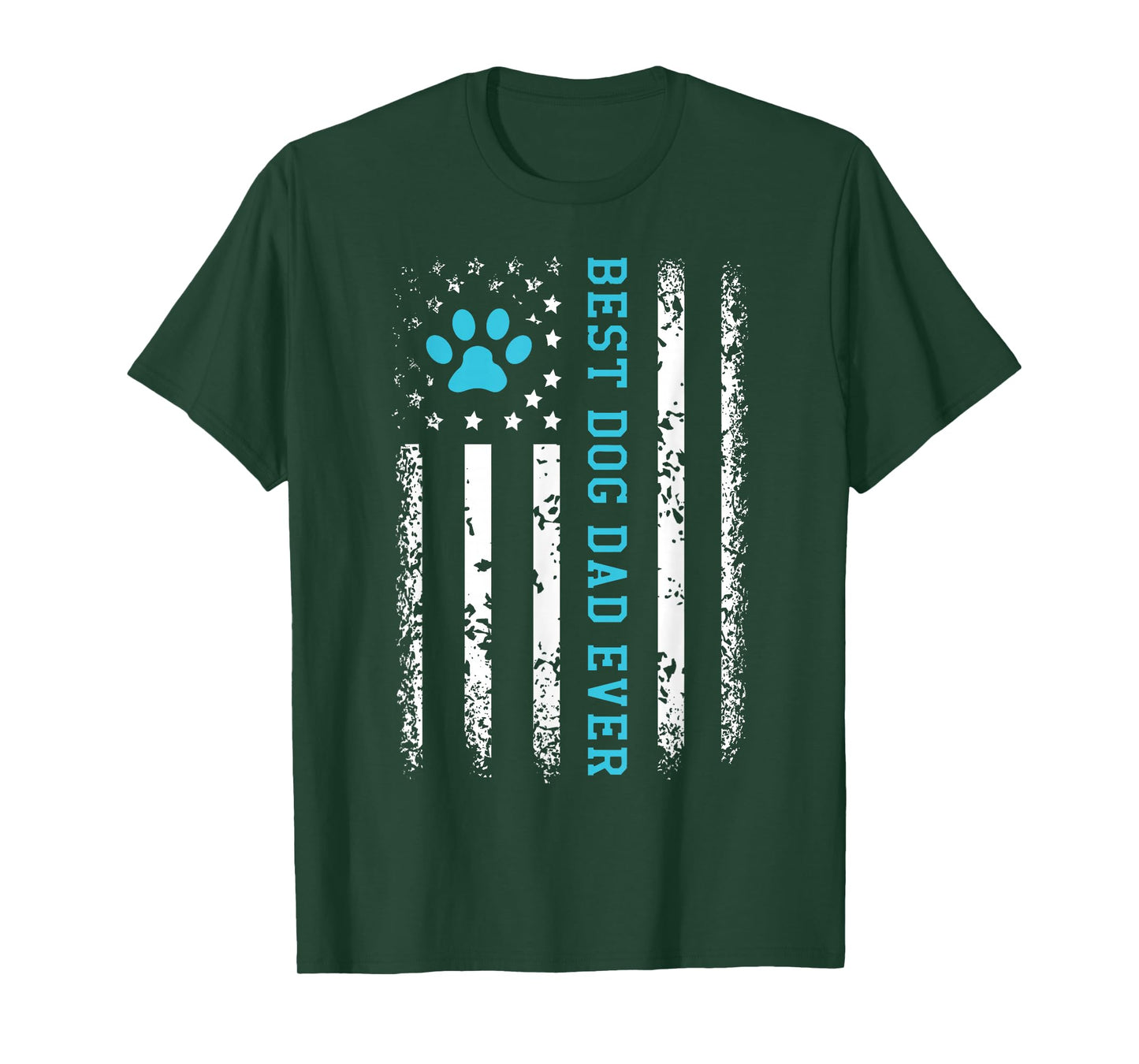 USA Flag Best Dog Dad Ever American Puppy Lover Paw T-Shirt