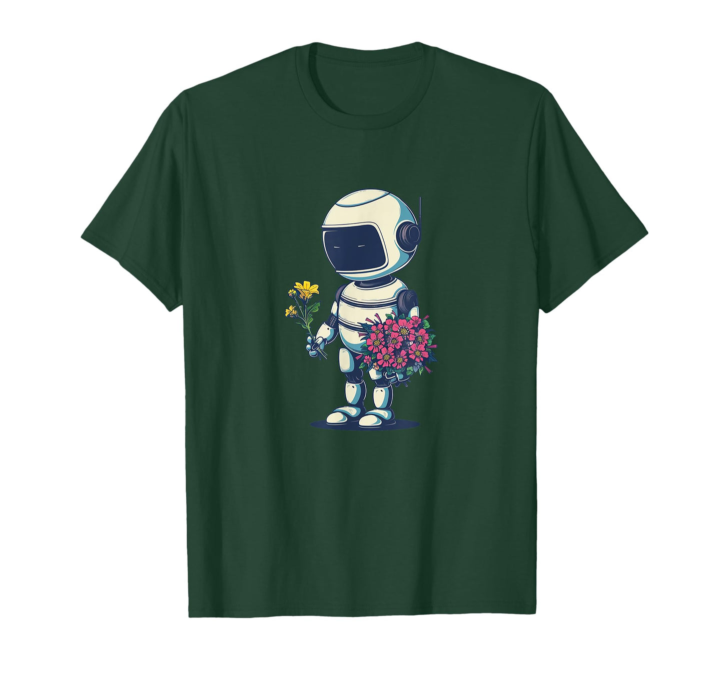 Pretty Robot with Flowers Costume for Man and Woman T-Shirt