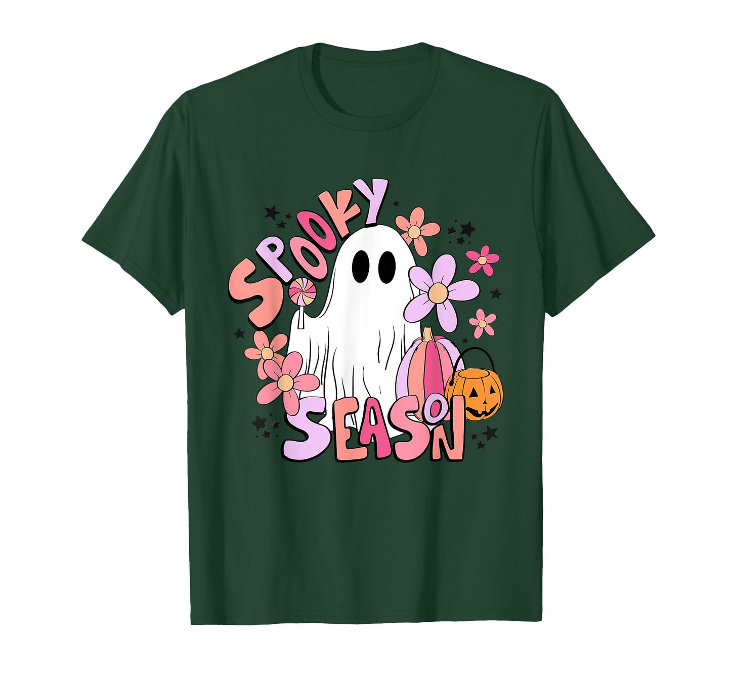 Retro Cute Ghost Spooky Season Funny Halloween T-Shirt