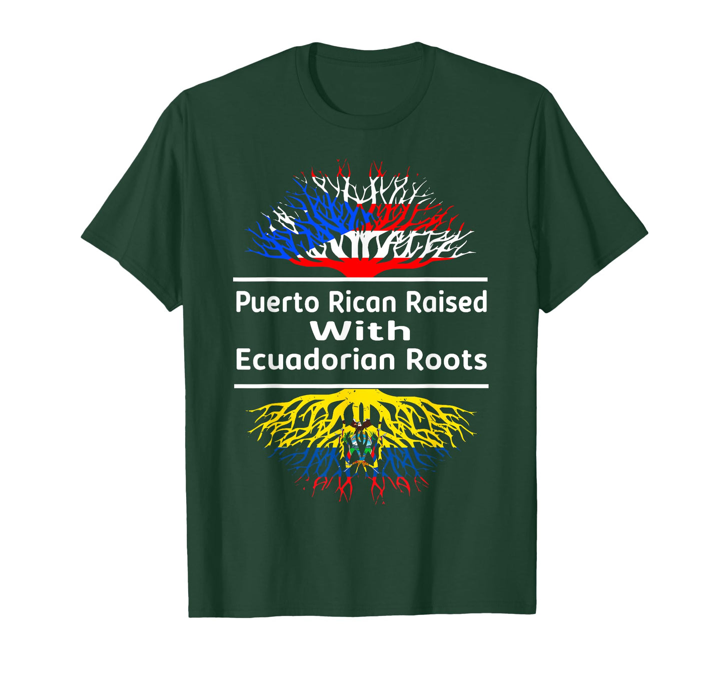 Half Ecuadorian Half Puerto Rican Rico Ecuador Flag Roots T-Shirt